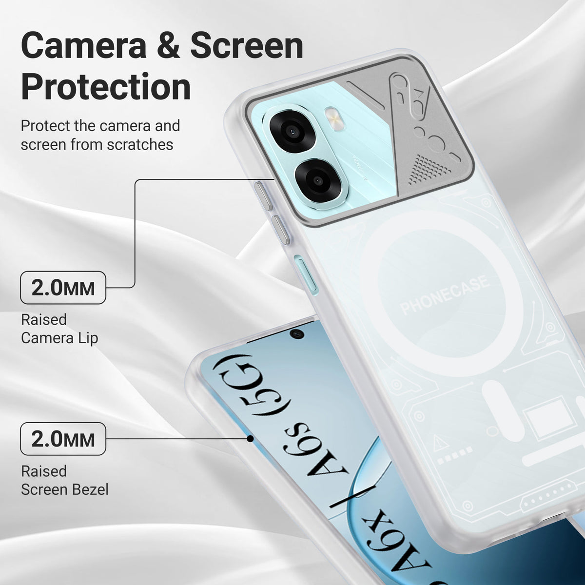 For Oppo A6X | Oppo A6S Metallic Back Cover Case (Metallic Camera Protection & Buttons | Translucent Milky Shade | Hard Polycarbonate)