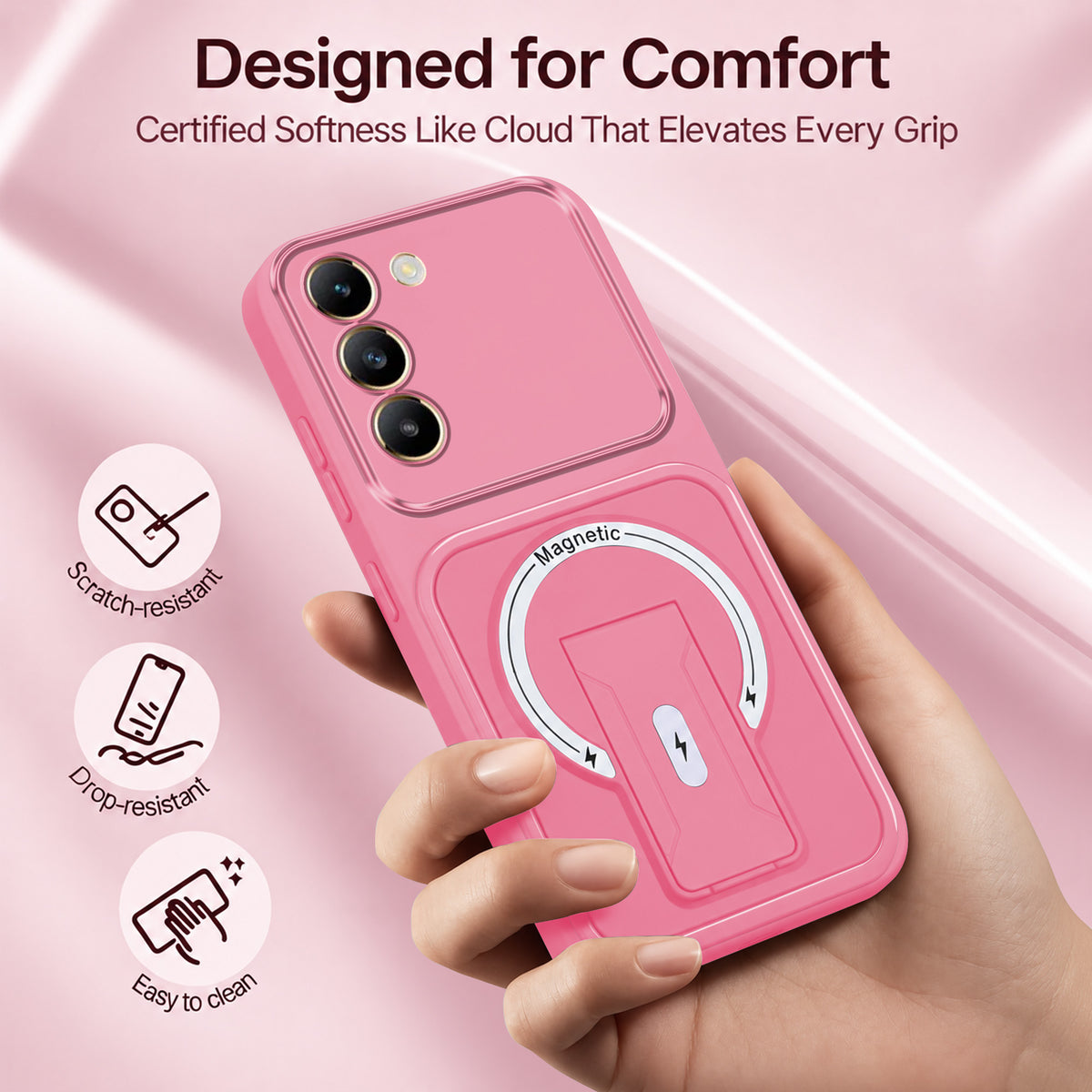 For Vivo Y200e Back Case Cover Metallic (Hybrid Armor Kickstand | MagSafe Compatible | Camera Protection Shockproof)