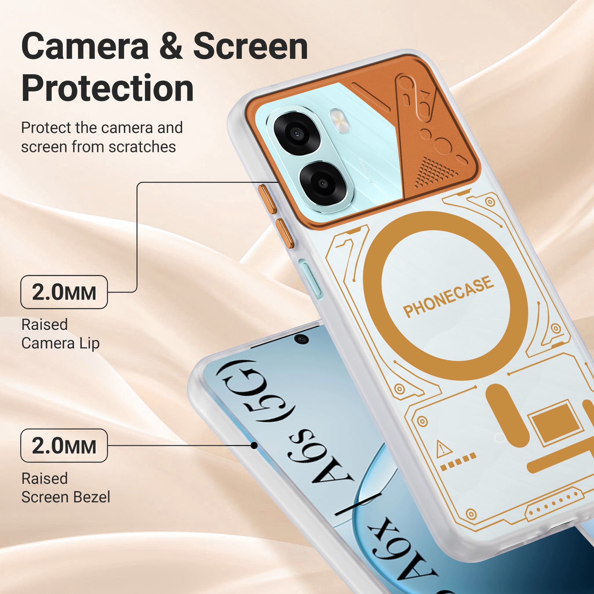 For Oppo A6X | Oppo A6S Metallic Back Cover Case (Metallic Camera Protection & Buttons | Translucent Milky Shade | Hard Polycarbonate)