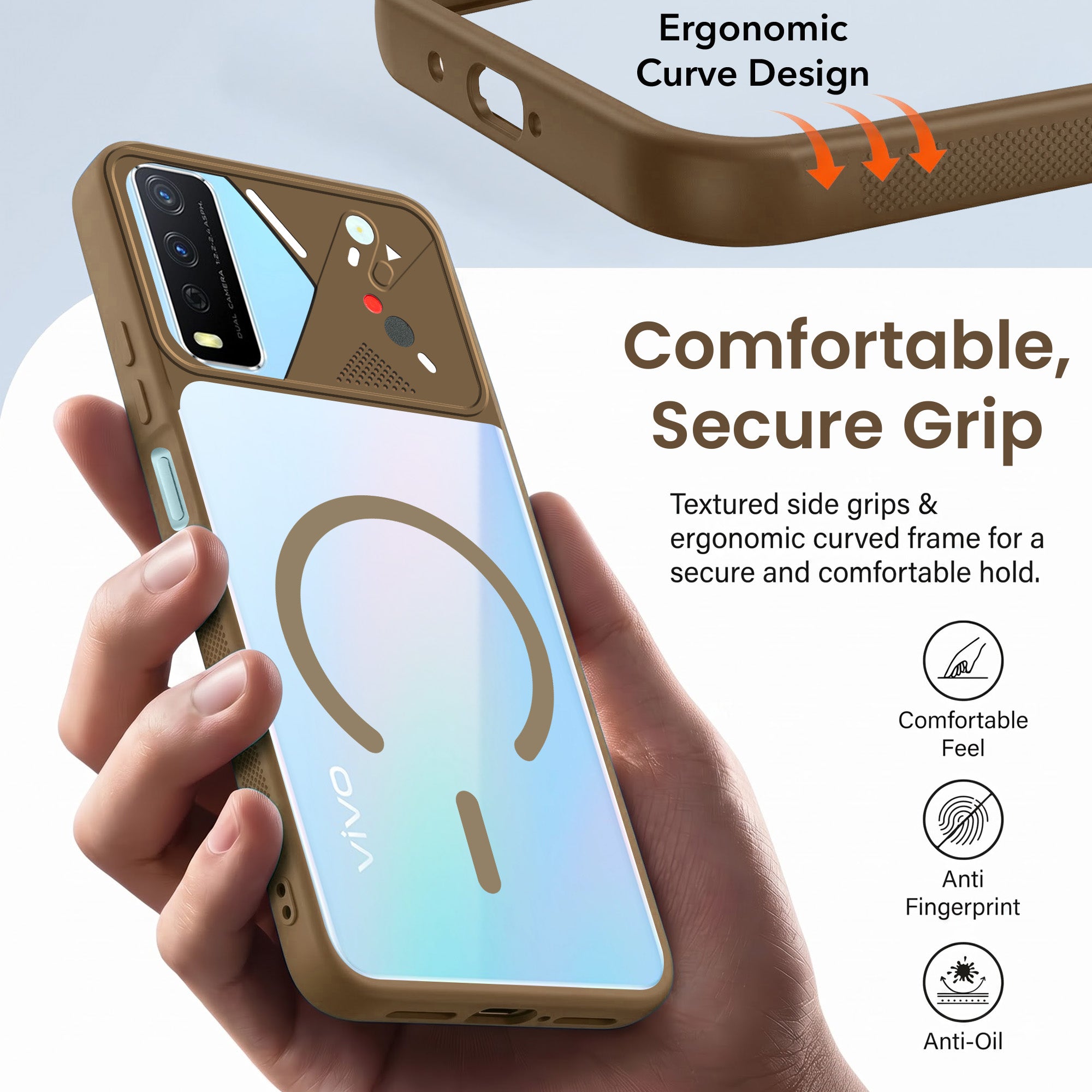 For Vivo Y12s | Y11s | Y12G Back Cover Case Lifetime Anti-Yellow Clear (Camera Protection | Side Grip | Wireless MagSafe Compatible)