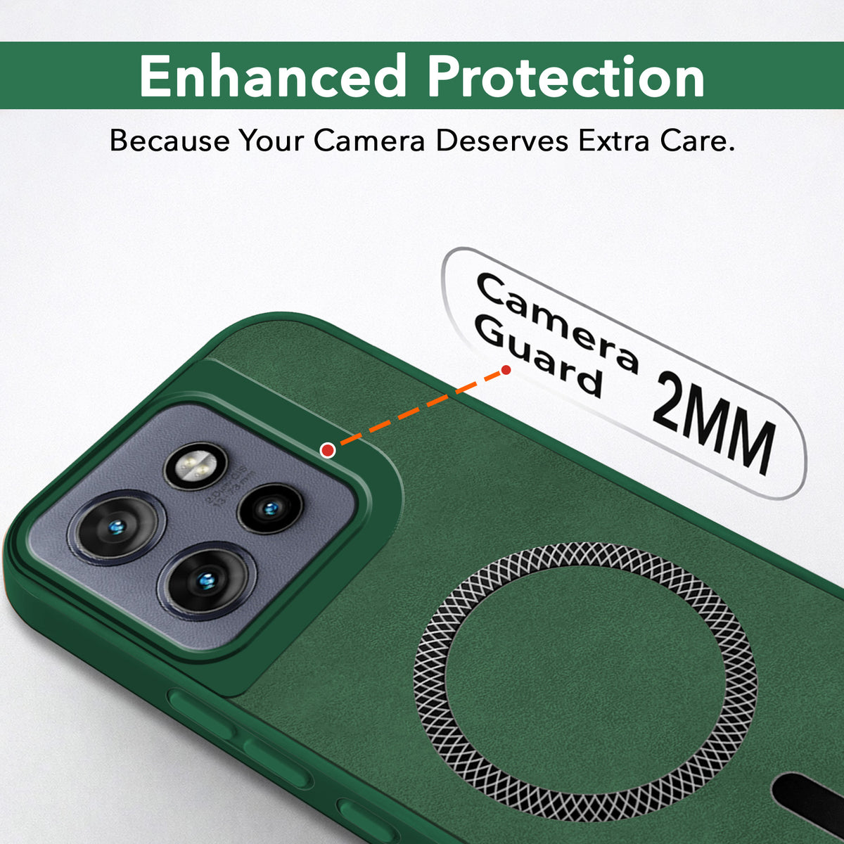 For Motorola Moto Edge 50 Neo Back Cover Case Leather Finish(MagSafe Compatible Wireless Charging | Soft Touch | Camera Bump Protection)