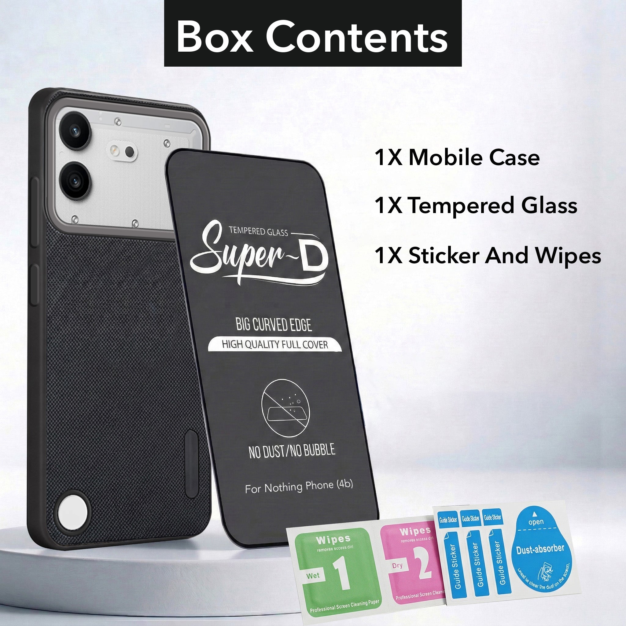 For Nothing Phone 4B 5G Combo (Textured Grip Design | Micro-Fiber Cloth Inside | Oleophobic Coating Screen Glass)