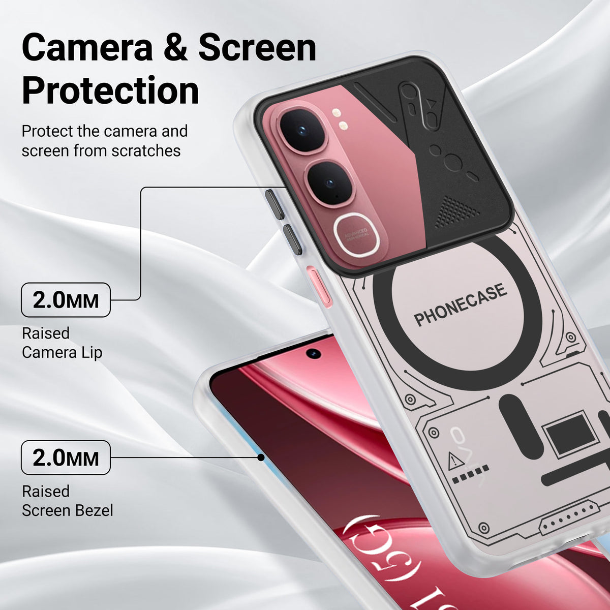 For Vivo Y31 5G Metallic Back Cover Case (Metallic Camera Protection & Buttons | Translucent Milky Shade | Hard Polycarbonate)