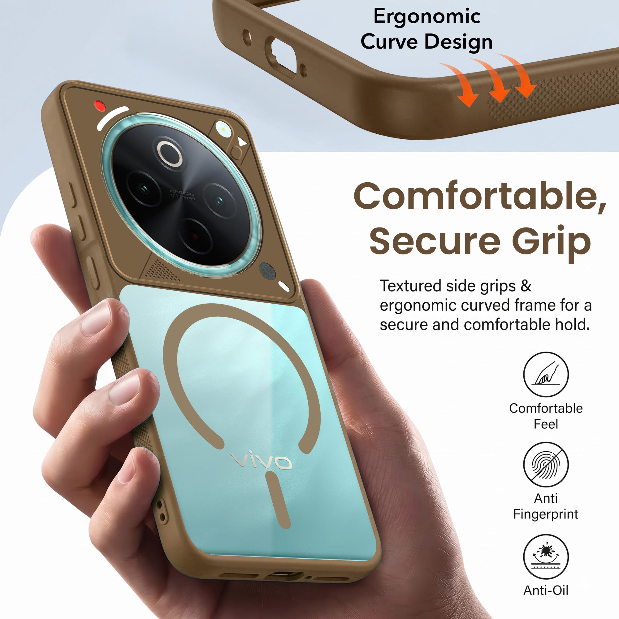 For Vivo T4 Back Cover Case Lifetime Anti-Yellow Clear (Camera Protection | Side Grip | Wireless MagSafe Compatible)