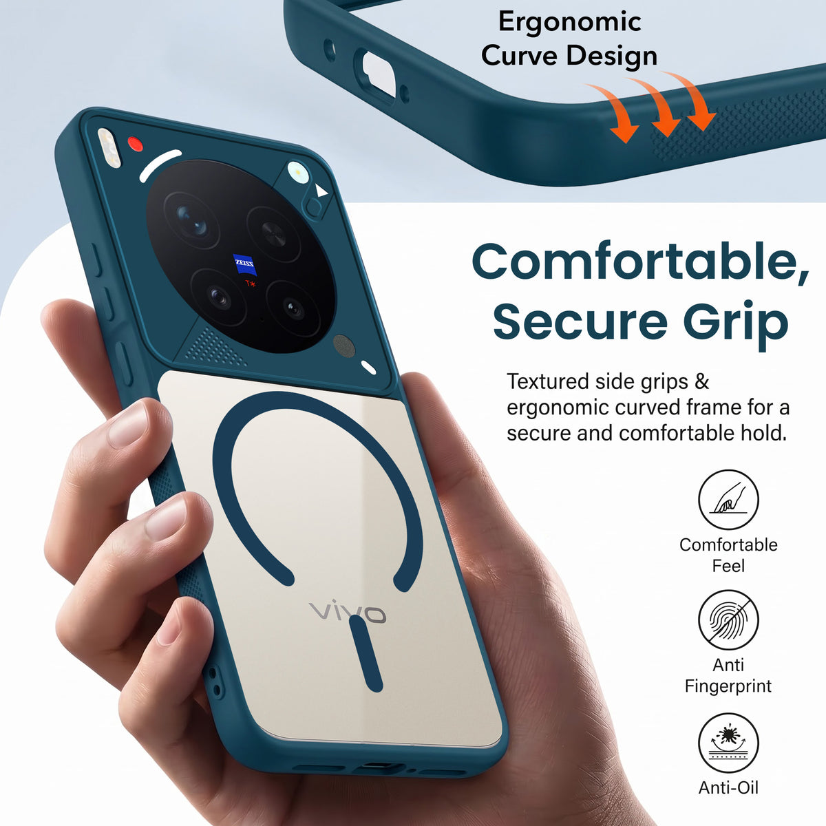 For Vivo X300 Pro Back Cover Case Lifetime Anti-Yellow Clear (Camera Protection | Side Grip | Wireless MagSafe Compatible)