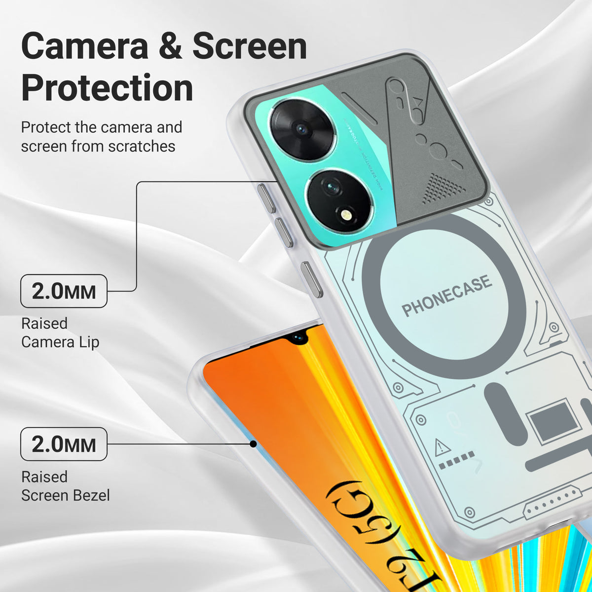 For Vivo T2 Metallic Back Cover Case (Metallic Camera Protection & Buttons | Translucent Milky Shade | Hard Polycarbonate)