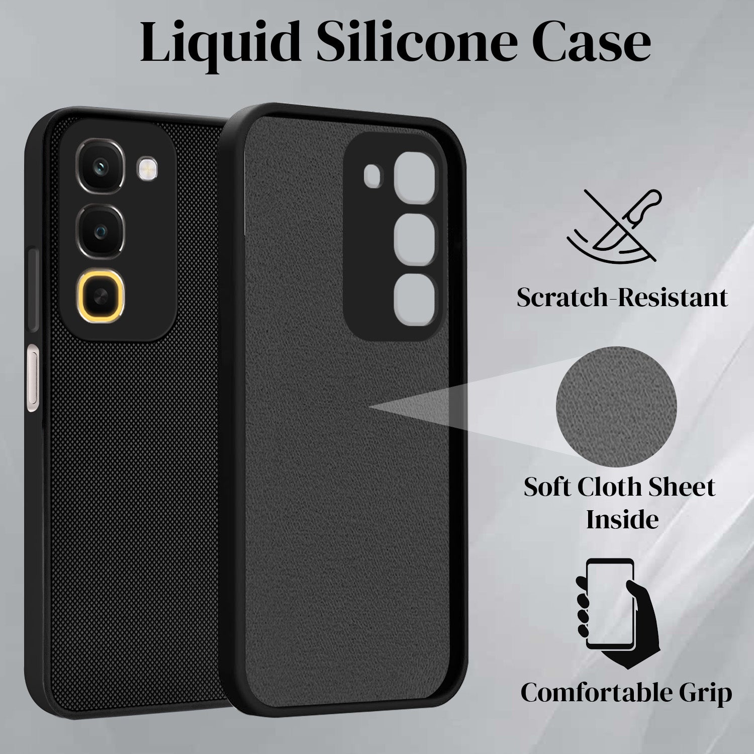For Realme 16x 5G Back Cover Case Rubberised (Textured Grip Design| Micro-Fiber Cloth Inside | Slim and Light Weight | Soft Touch and Feel)