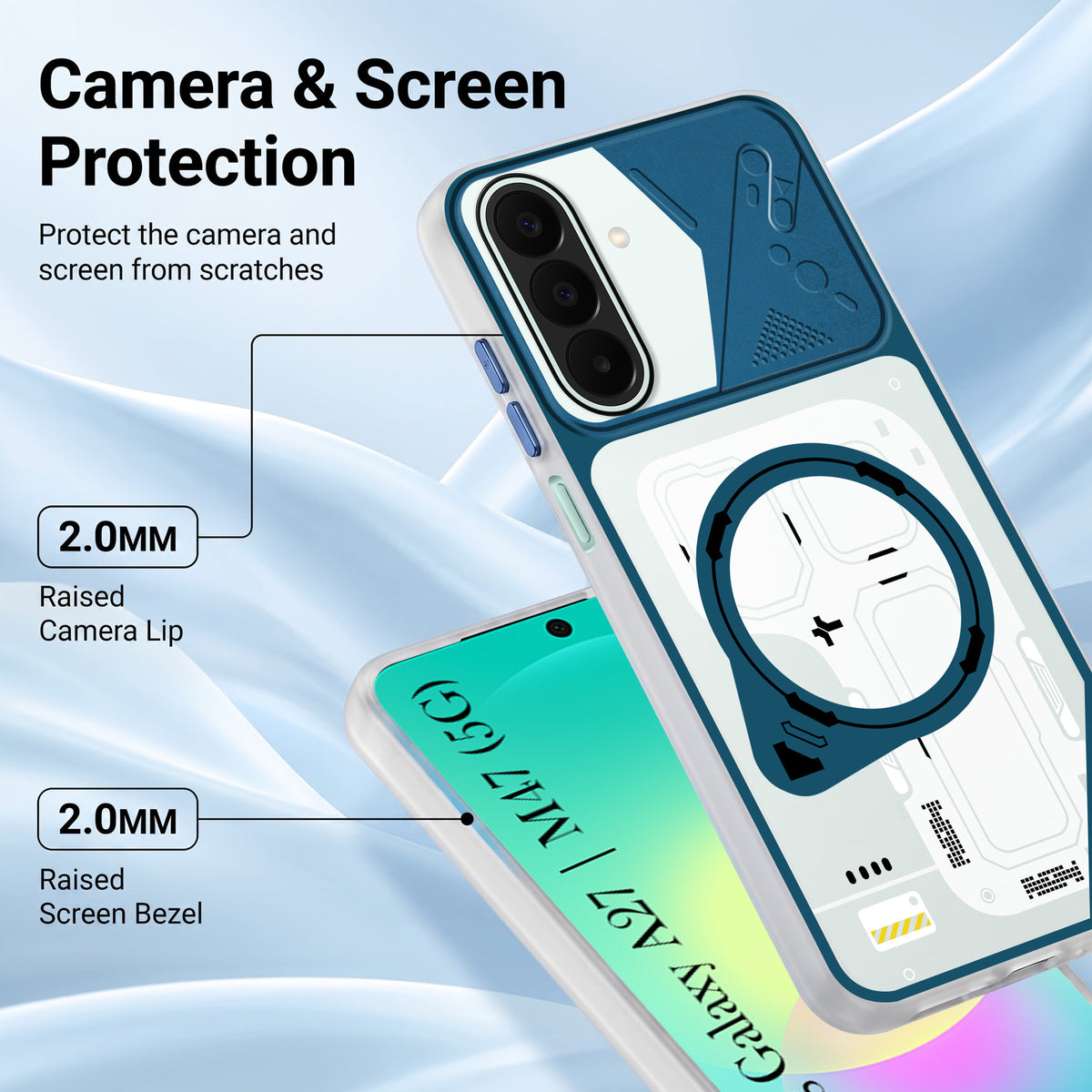 For Samsung Galaxy A27 5G | Galaxy M47 5G Metallic Back Cover Case (Metallic Camera Protection & Buttons | Translucent Milky Shade | Hard Polycarbonate)