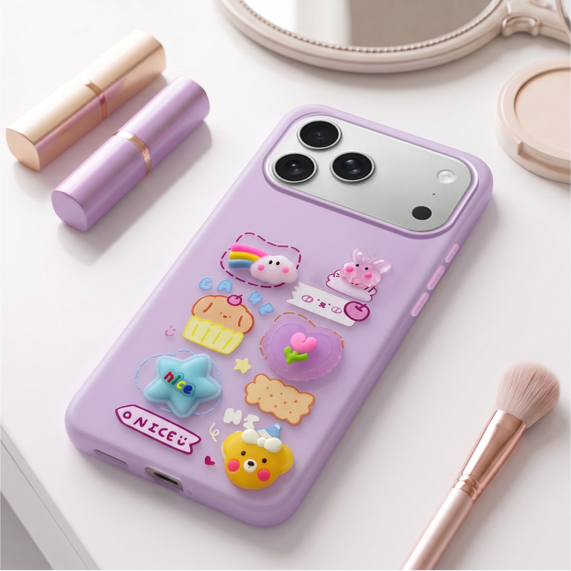 For Apple iPhone 17 Pro Back Cover Case (3D Cute Cartoons | Hard Back Side Soft | Matte Premium Finish | HD Printing)