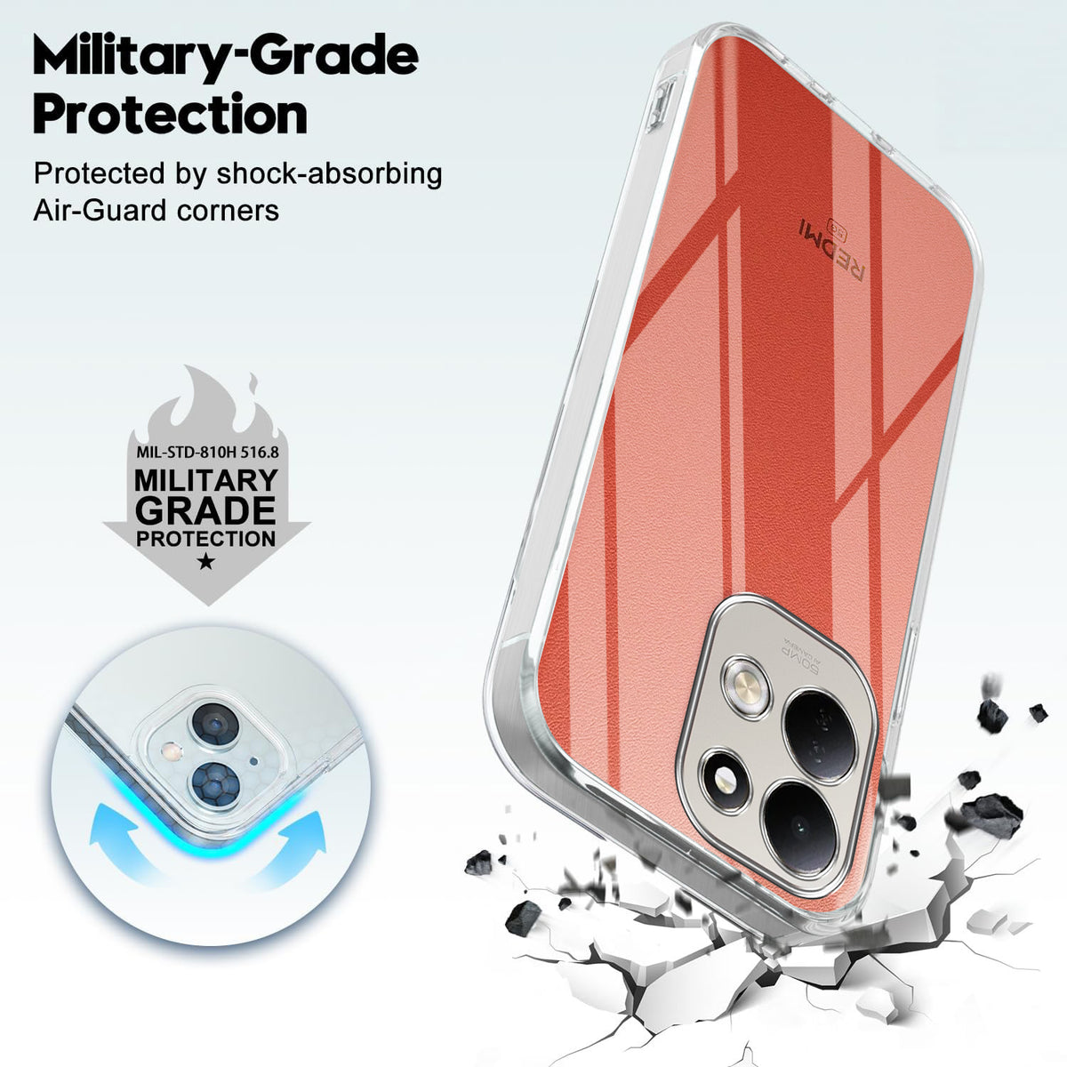 For Redmi 17 5G Back Cover Case Silicone (Clear Shockproof Case with Camera Protection | Soft and Flexible | Transparent)