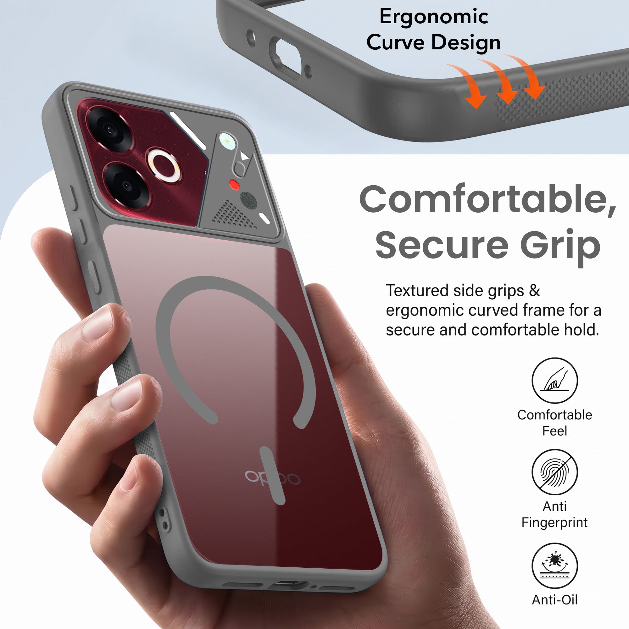 For Oppo F33 Pro 5G Back Cover Case Lifetime Anti-Yellow Clear (Camera Protection | Side Grip | Wireless MagSafe Compatible)