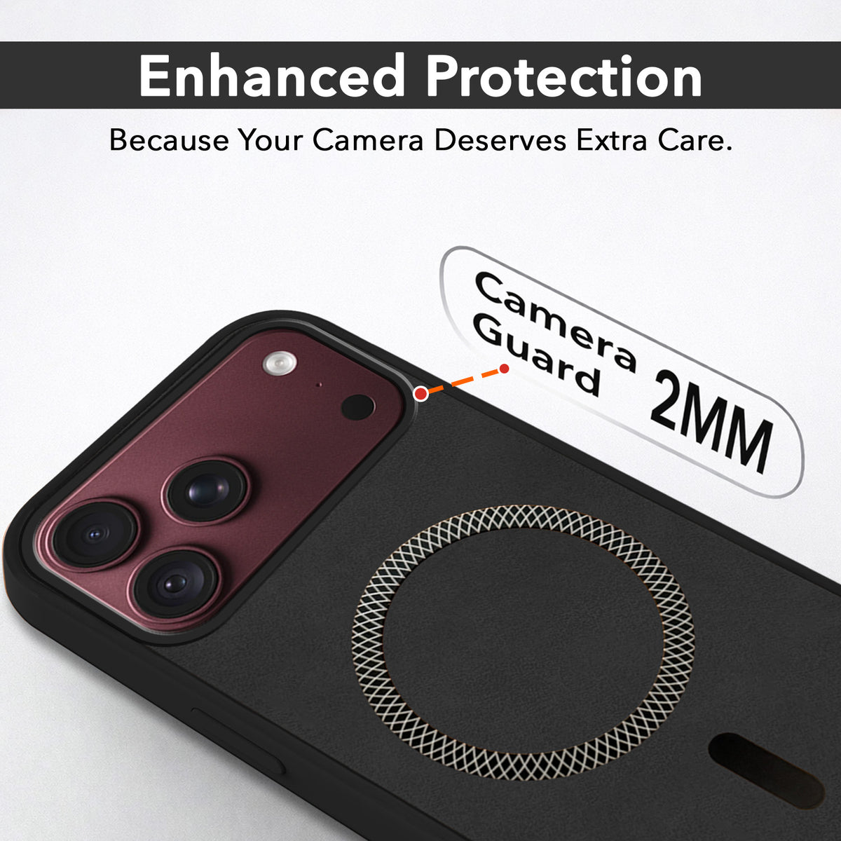 For Apple iPhone 18 Pro Max Back Cover Case Leather Finish (MagSafe Compatible Wireless Charging | Soft Touch | Camera Bump Protection)