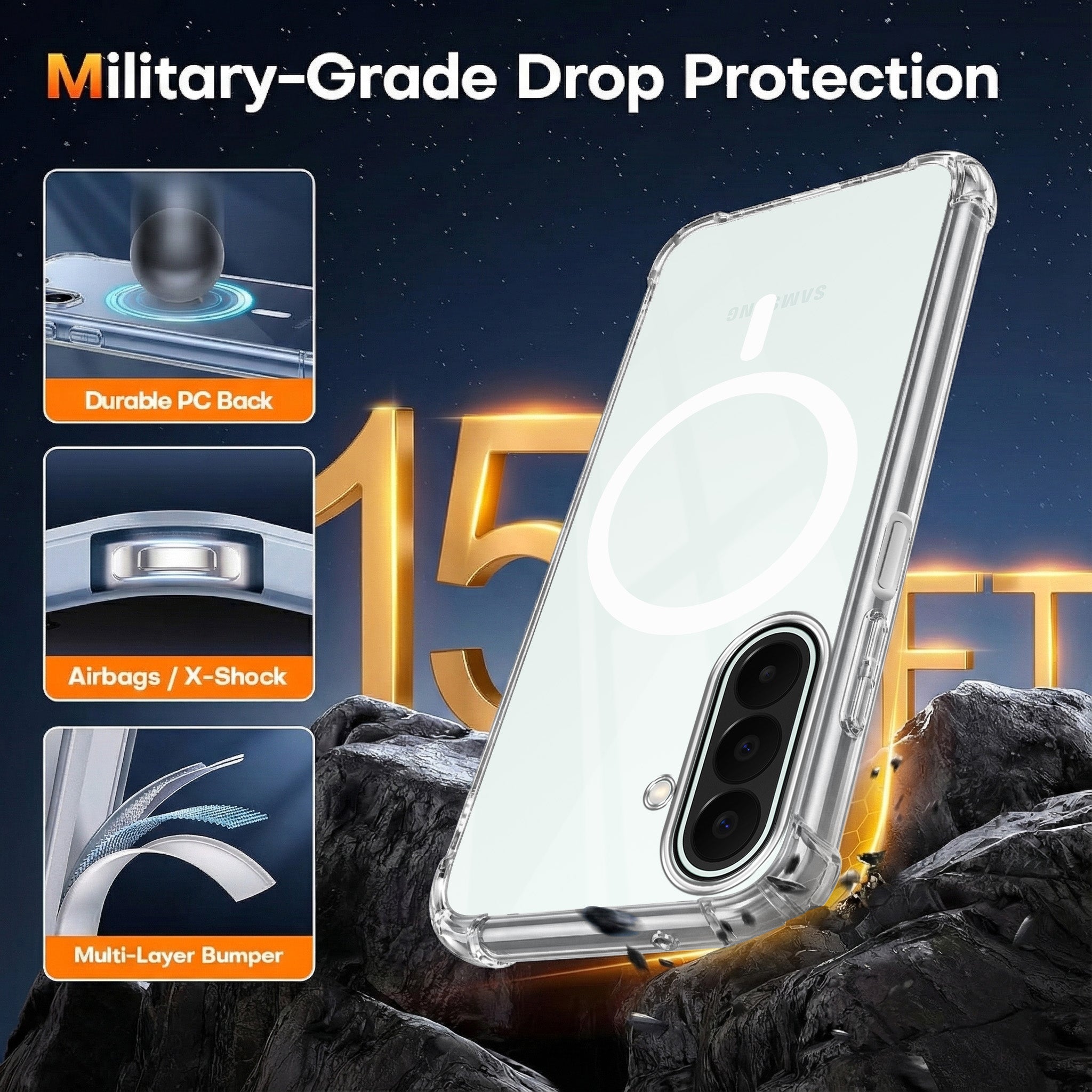 For Samsung Galaxy A27 5G | Samsung Galaxy M47 5G Back Cover Shockproof Crystal-Clear (Magsafe Wireless Support | Drop & Camera Protection | Hard Polycarbonate)