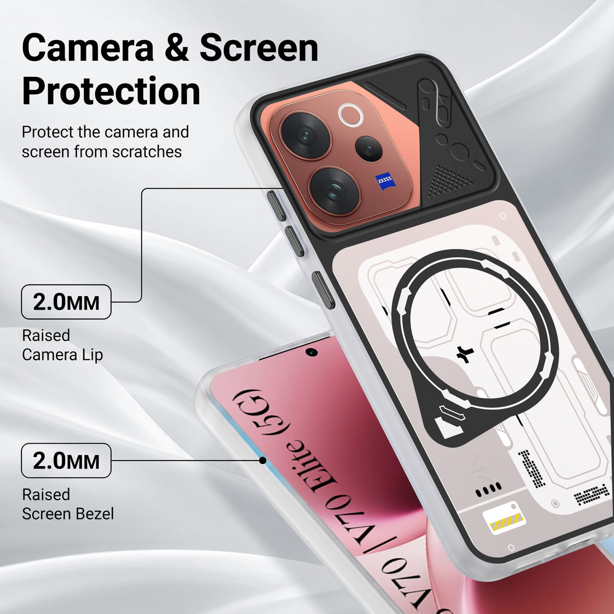 For Vivo V70 | Vivo V70 Elite 5G Metallic Back Cover Case (Metallic Camera Protection & Buttons | Translucent Milky Shade | Hard Polycarbonate)