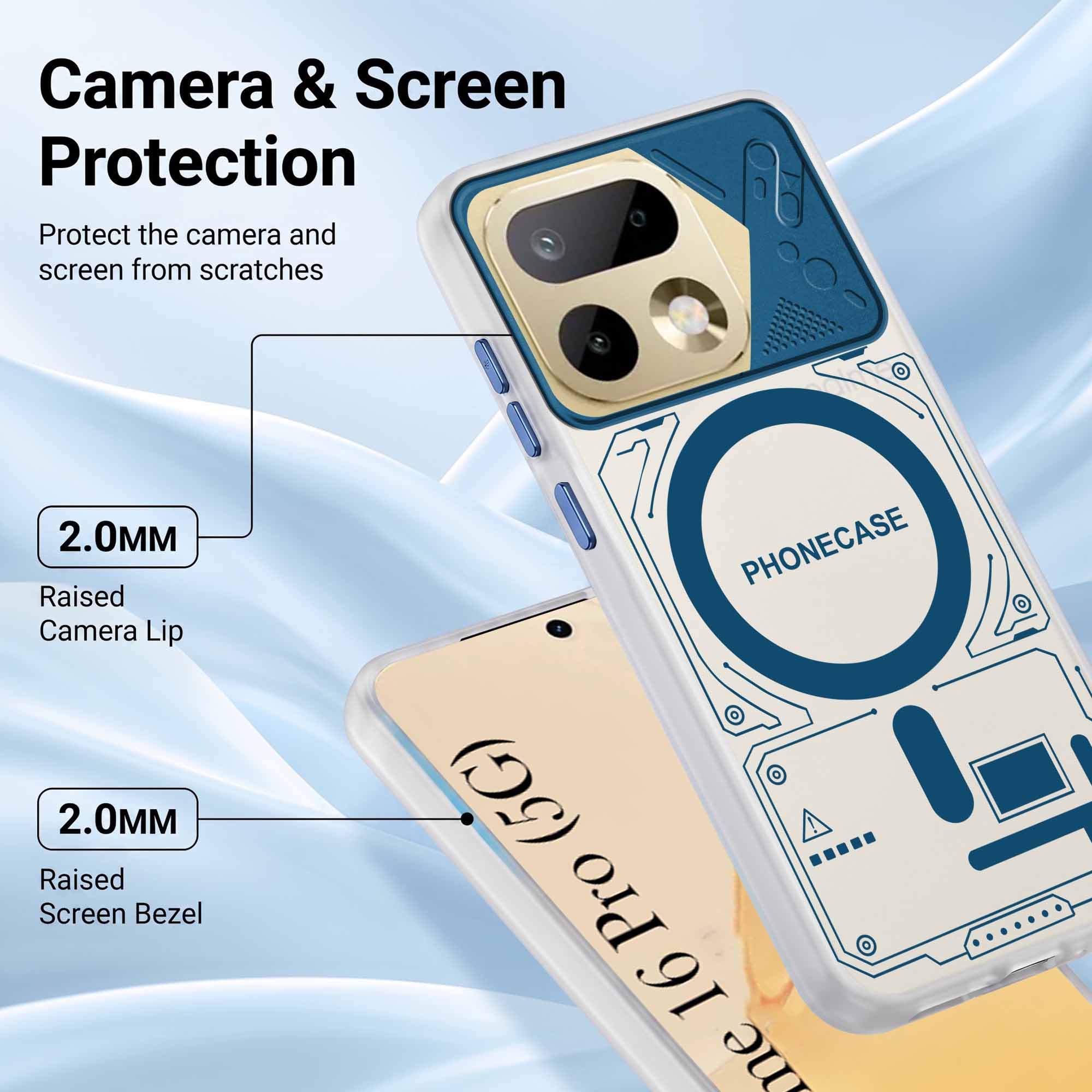 For Realme 16 Pro Metallic Back Cover Case (Metallic Camera Protection & Buttons | Translucent Milky Shade | Hard Polycarbonate)