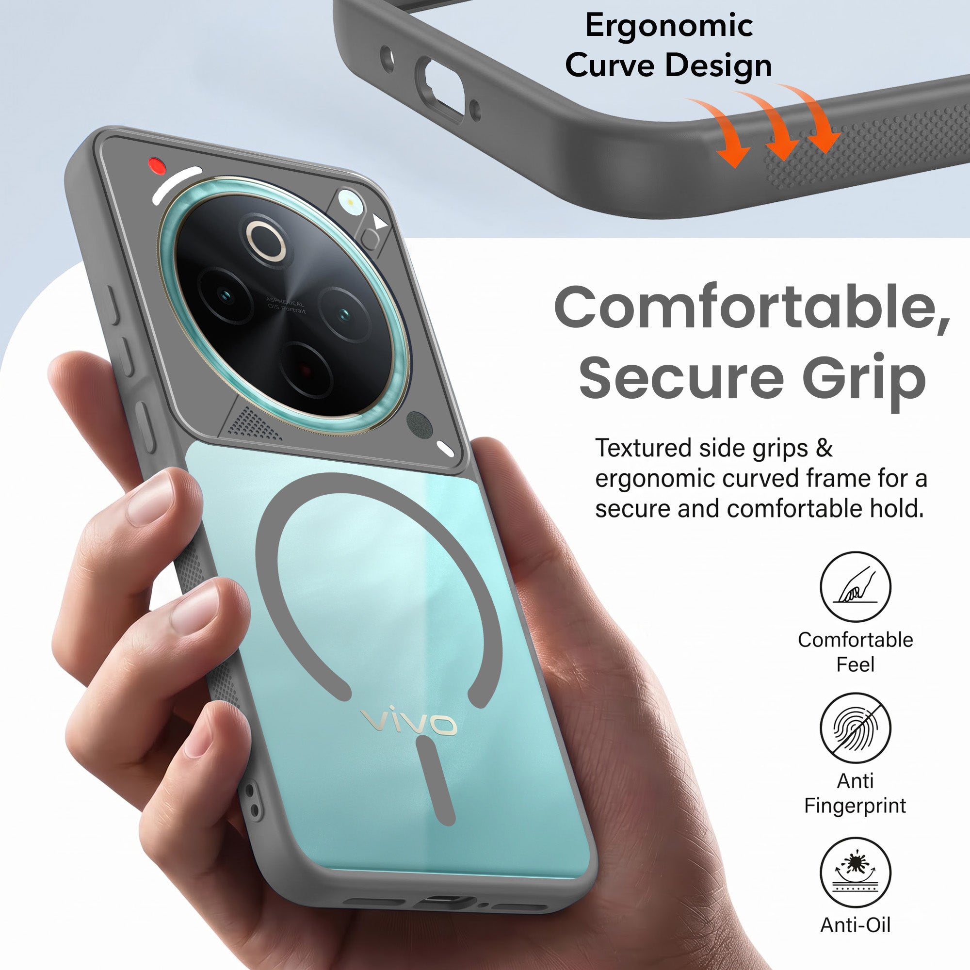 For Vivo T4 Back Cover Case Lifetime Anti-Yellow Clear (Camera Protection | Side Grip | Wireless MagSafe Compatible)