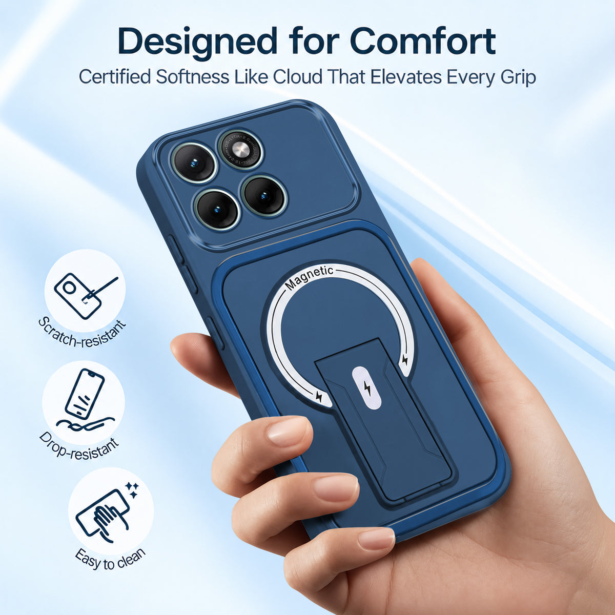 For Motorola Moto Edge 70 Fusion Back Case Cover Metallic (Hybrid Armor Kickstand | MagSafe Compatible | Camera Protection Shockproof)