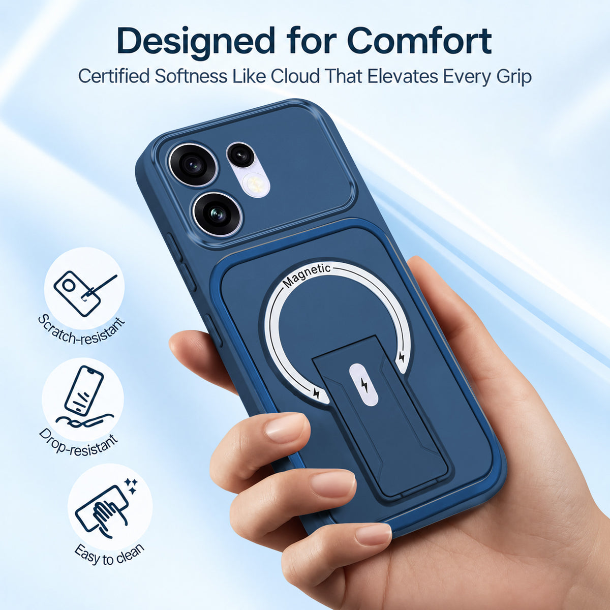 For Oppo Reno 16 Back Case Cover Metallic (Hybrid Armor Kickstand | MagSafe Compatible | Camera Protection Shockproof)