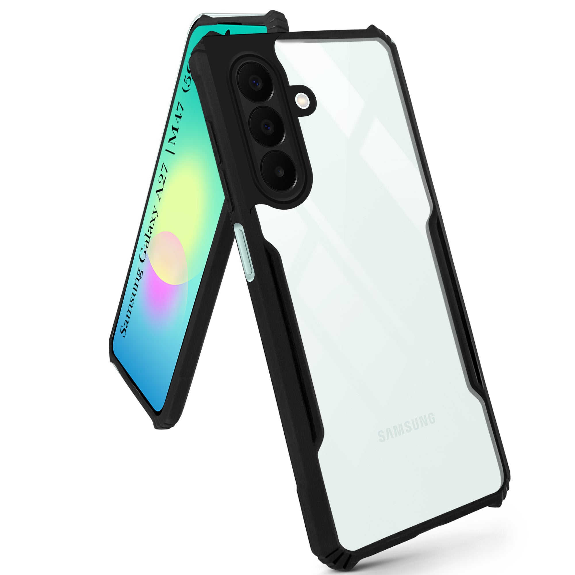 For Samsung Galaxy A27 5G | Samsung Galaxy M47 5G Back Cover Case Hybrid (Shockproof with Polycarbonate Clear Panel | Professional Black) (Copy)