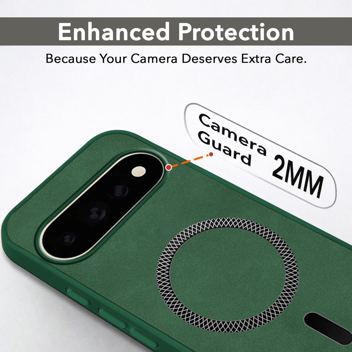 For Google Pixel 11 Pro Back Cover Case Leather Finish (MagSafe Compatible Wireless Charging | Soft Touch | Camera Bump Protection)