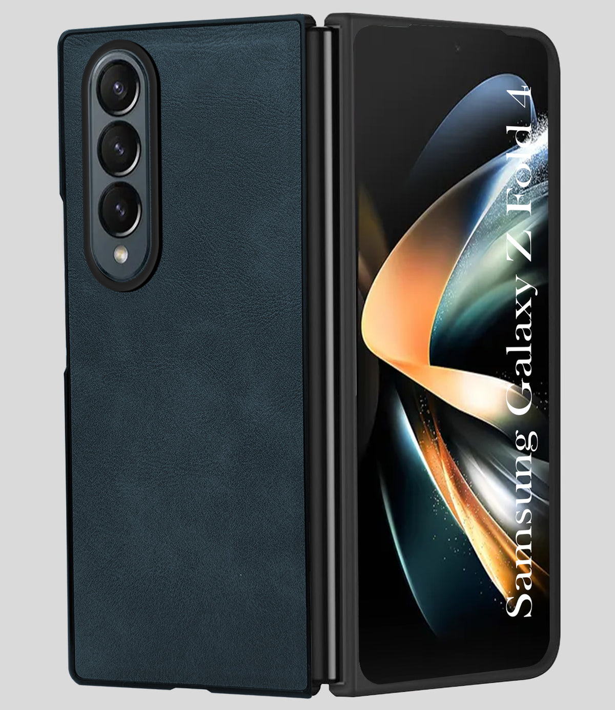 For Samsung Galaxy Z Fold 4 5G Back Case Cover Premium Genuine Leather (Integrated Front Screen Protector | Inside Microfiber Cloth)