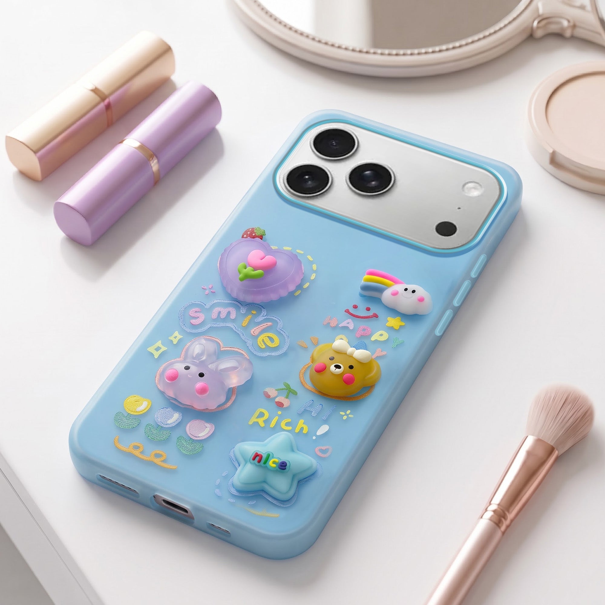 For Apple iPhone 17 Pro Back Cover Case (3D Cute Cartoons | Hard Back Side Soft | Matte Premium Finish | HD Printing)