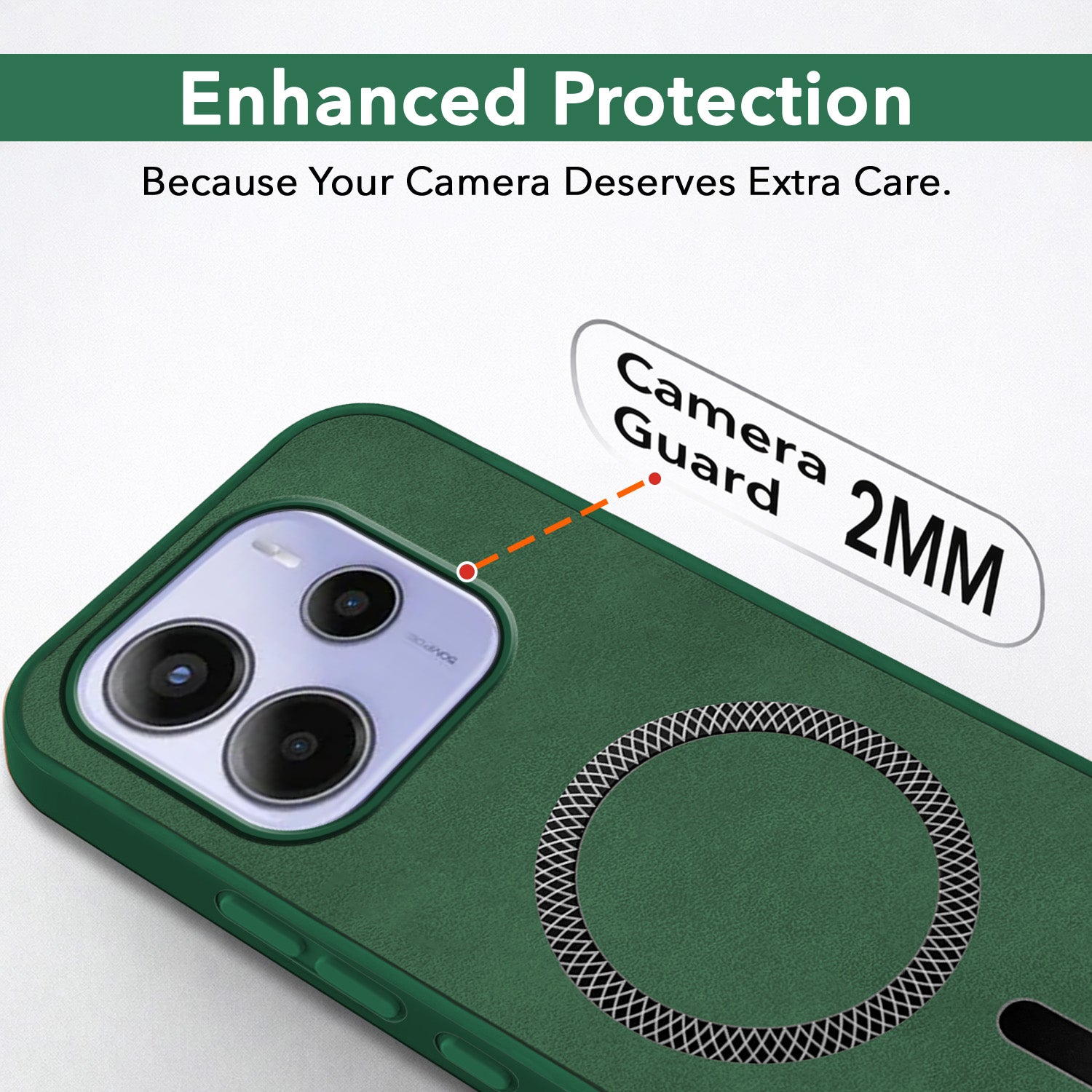 For Redmi Note 14 5G | Redmi Note 14 SE Back Cover Case Leather Finish (MagSafe Compatible Wireless Charging | Soft Touch | Camera Bump Protection)