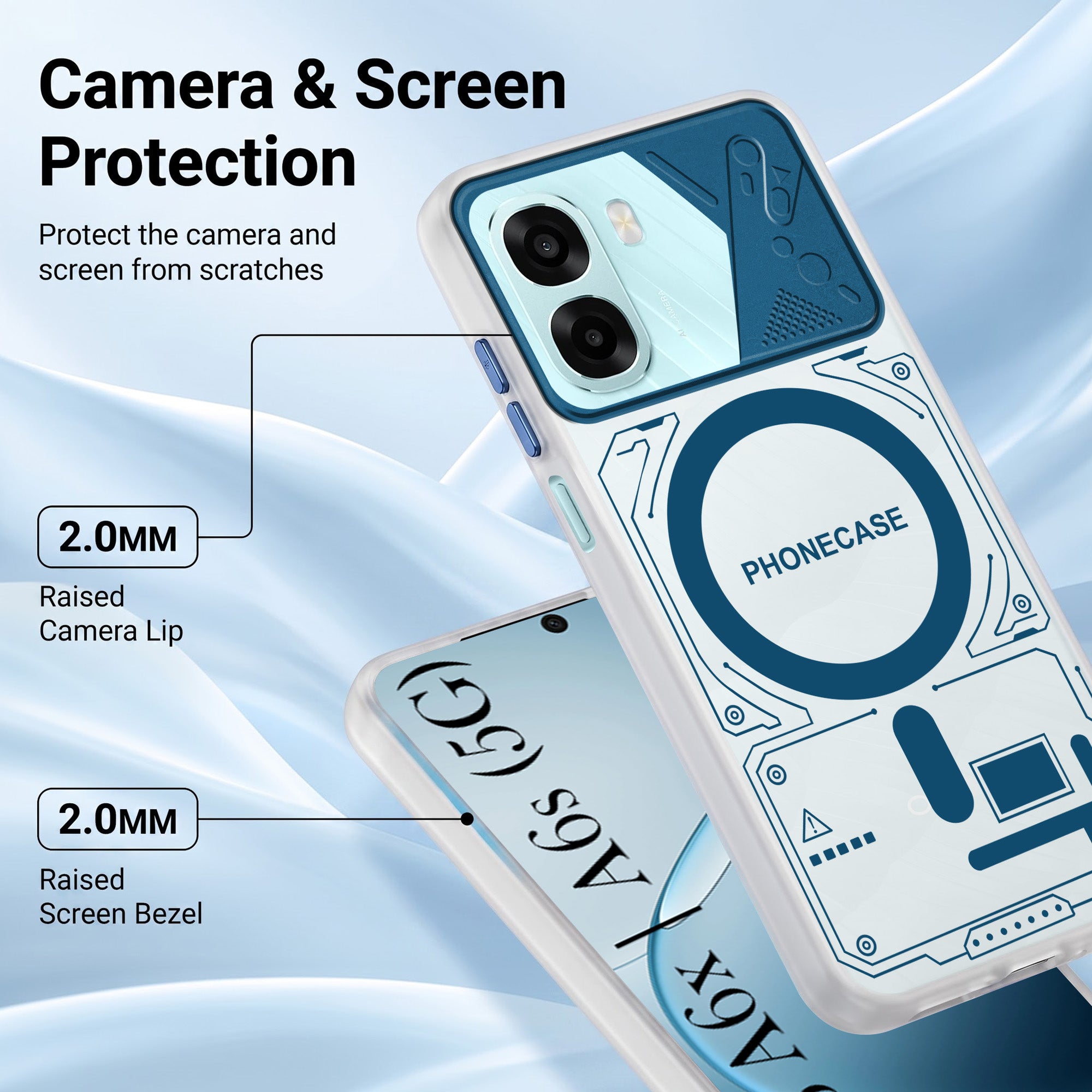 For Oppo A6X | Oppo A6S Metallic Back Cover Case (Metallic Camera Protection & Buttons | Translucent Milky Shade | Hard Polycarbonate)