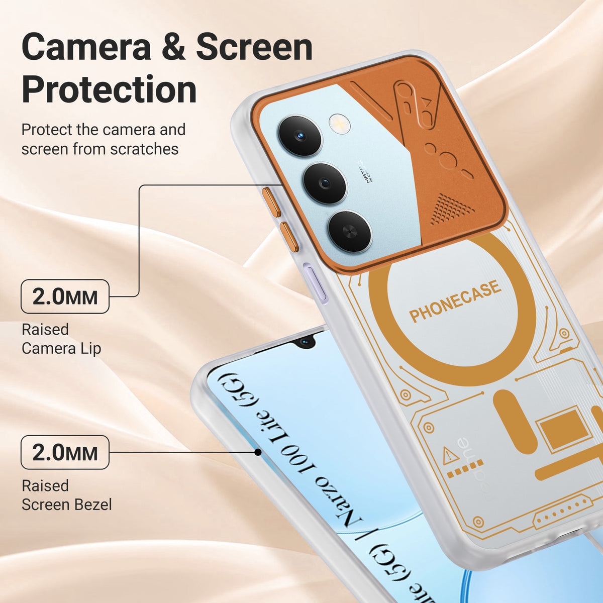 For Realme P4 Lite 5G | Narzo 100 Lite 5G Metallic Back Cover Case (Metallic Camera Protection & Buttons | Translucent Milky Shade | Hard Polycarbonate)