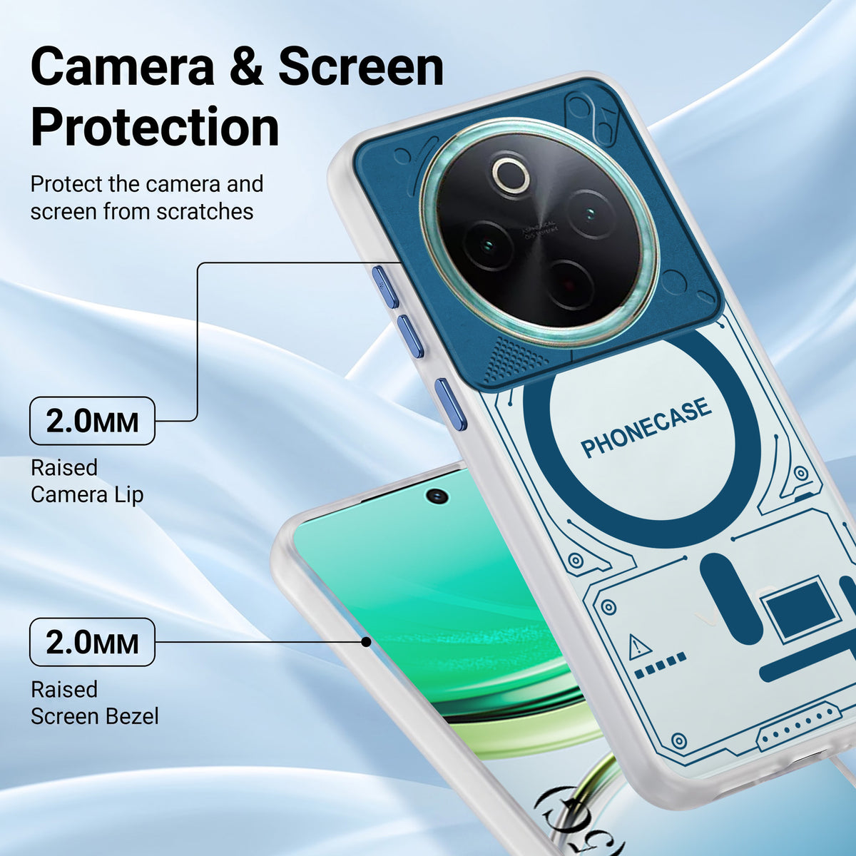 For Vivo T4 Metallic Back Cover Case (Metallic Camera Protection & Buttons | Translucent Milky Shade | Hard Polycarbonate)