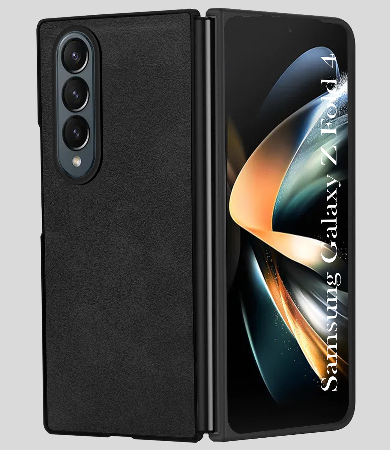 For Samsung Galaxy Z Fold 4 5G Back Case Cover Premium Genuine Leather (Integrated Front Screen Protector | Inside Microfiber Cloth)