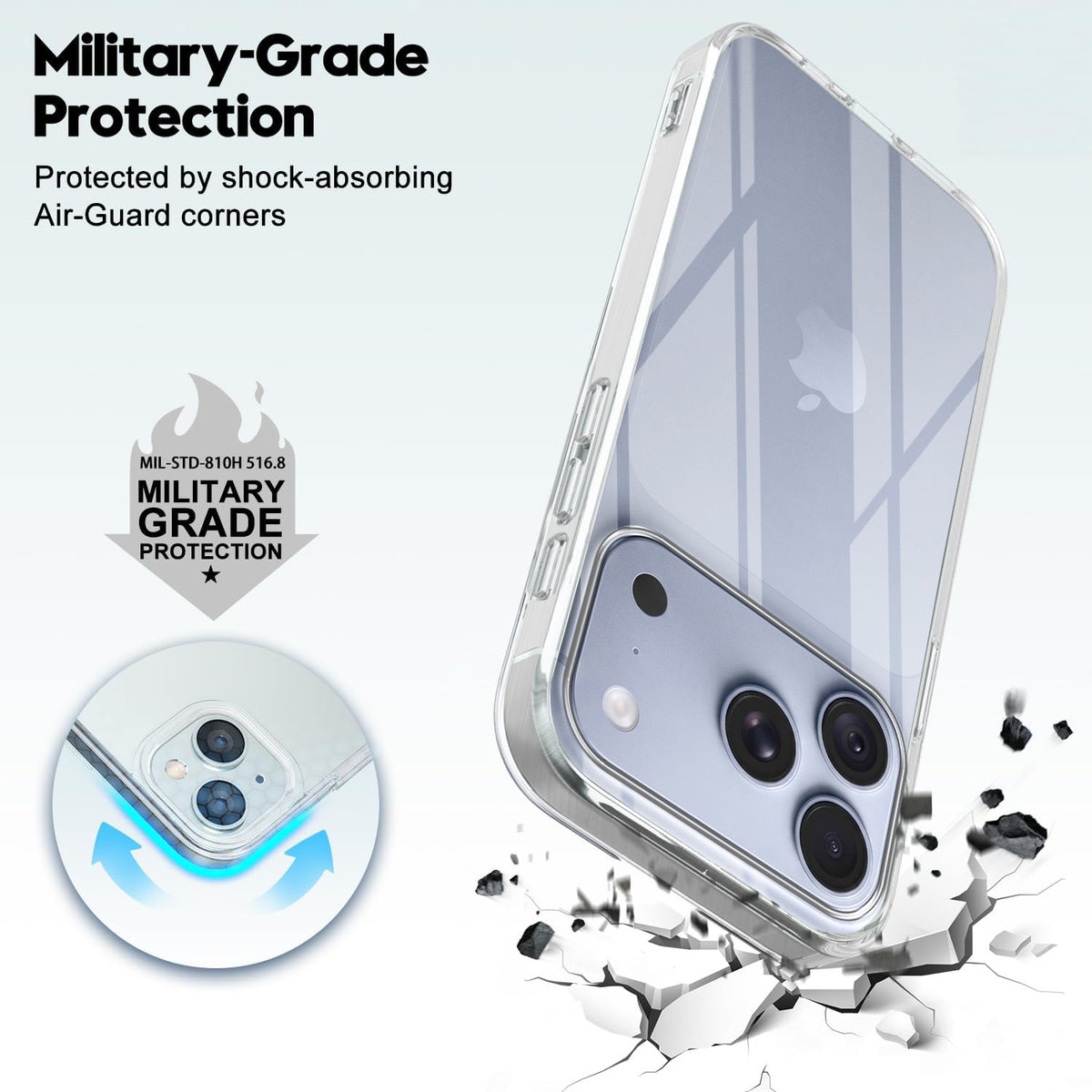 For Apple iPhone 18 Pro Max Back Cover Case Silicone (Clear Shockproof Case with Camera Protection | Soft and Flexible | Transparent)