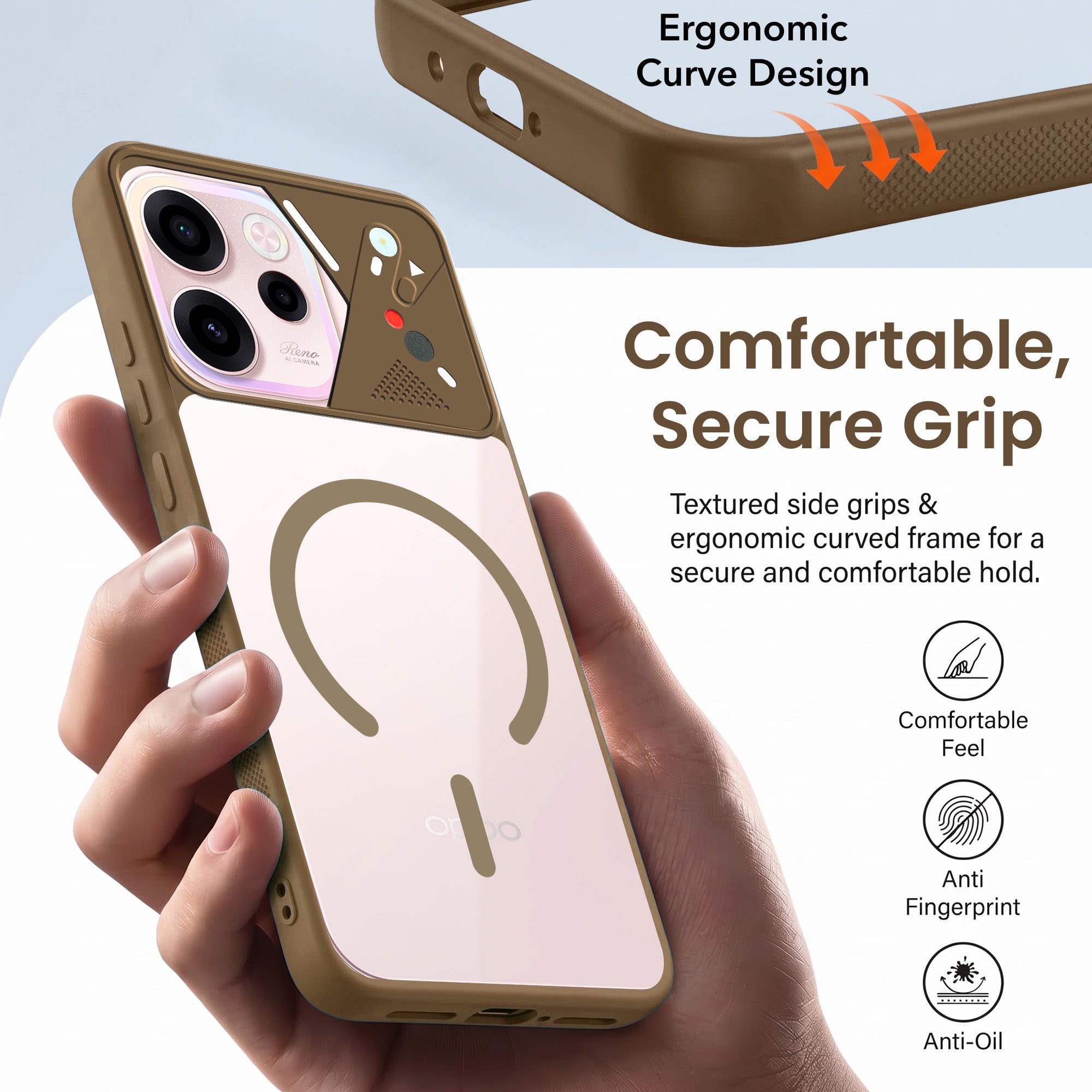 For Oppo Reno 15c Back Cover Case Lifetime Anti-Yellow Clear (Camera Protection | Side Grip | Wireless MagSafe Compatible)