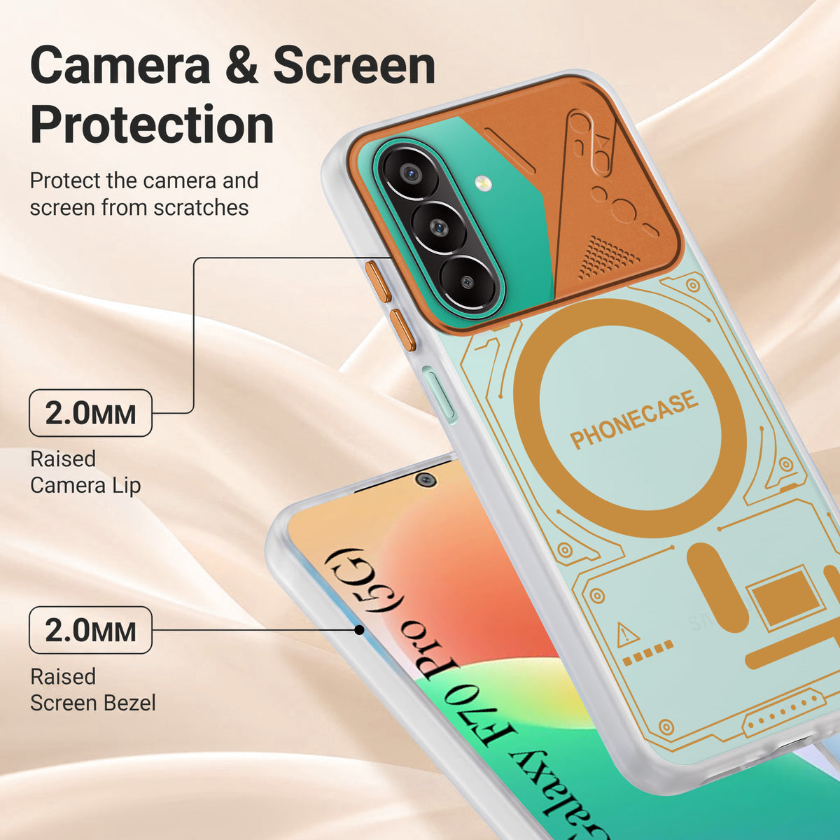 For Samsung Galaxy F70 Pro 5G Metallic Back Cover Case (Metallic Camera Protection & Buttons | Translucent Milky Shade | Hard Polycarbonate)