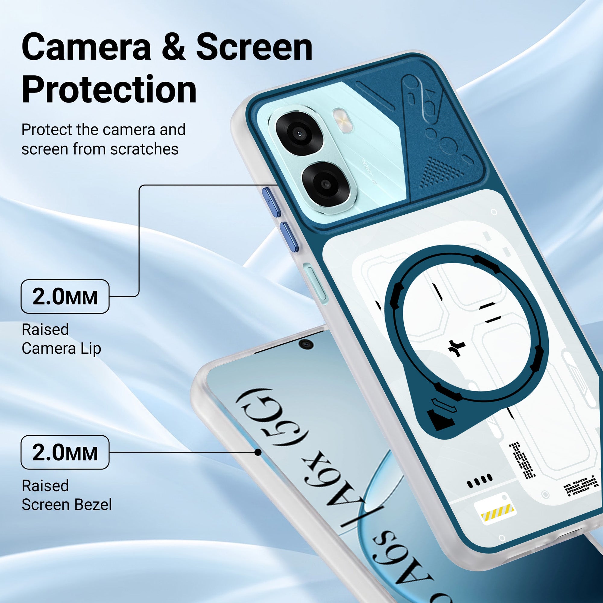 For Oppo A6X | Oppo A6S Metallic Back Cover Case (Metallic Camera Protection & Buttons | Translucent Milky Shade | Hard Polycarbonate)