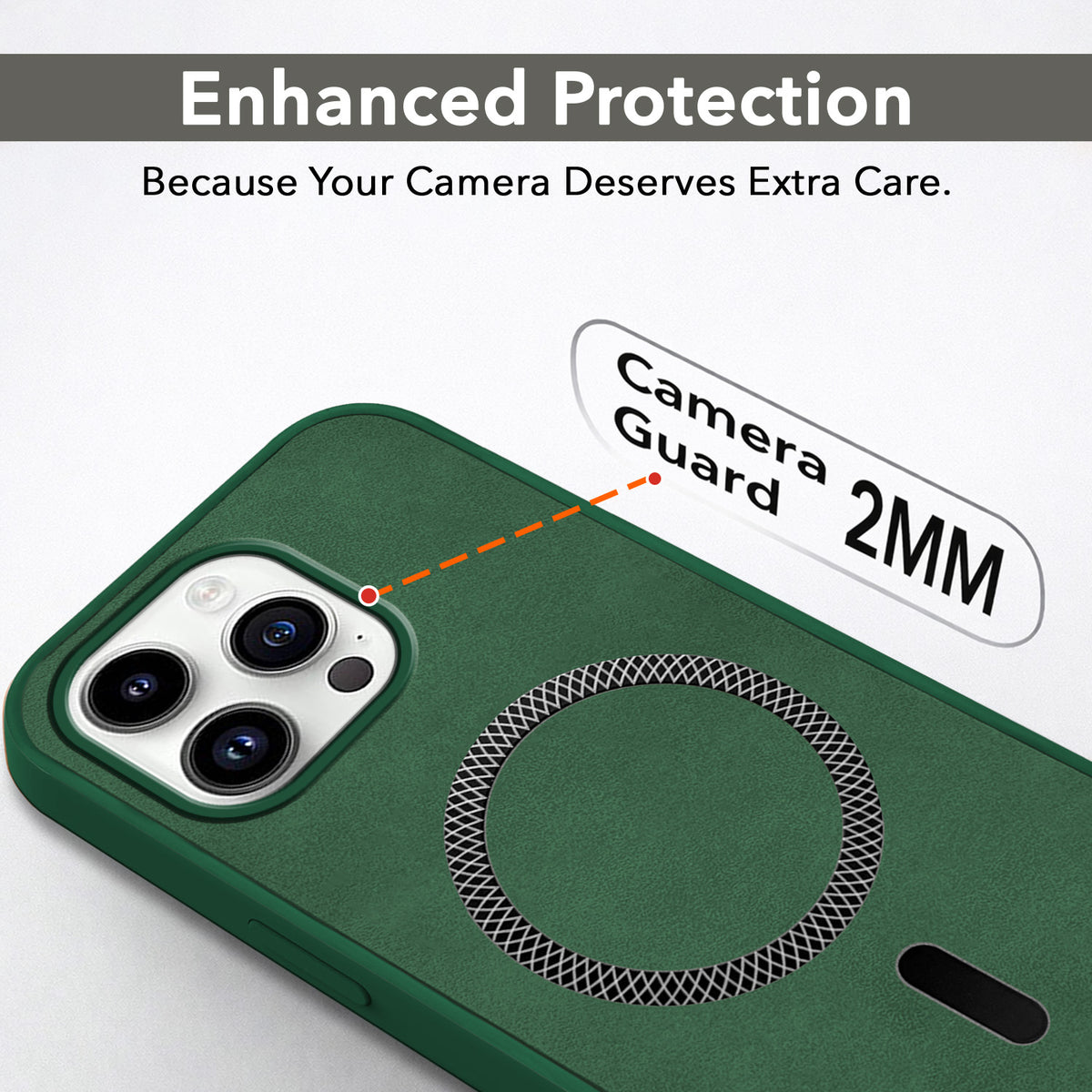 For Apple iPhone 14 Pro Back Cover Case Leather Finish (MagSafe Compatible Wireless Charging | Soft Touch | Camera Bump Protection)