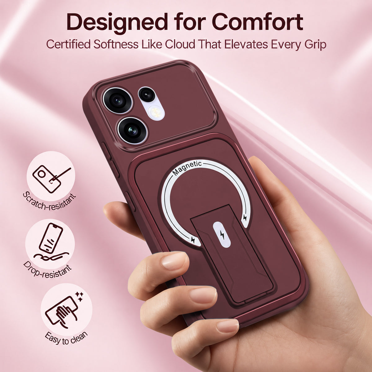 For Oppo Reno 16 Back Case Cover Metallic (Hybrid Armor Kickstand | MagSafe Compatible | Camera Protection Shockproof)
