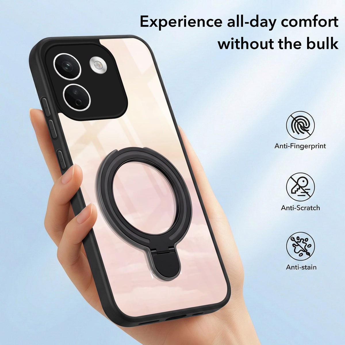 For Redmi Note 17 Pro Max 5G Back Cover Case (Kick Stand Ring Holder | Life time Anti Yellow | Camera Protection)