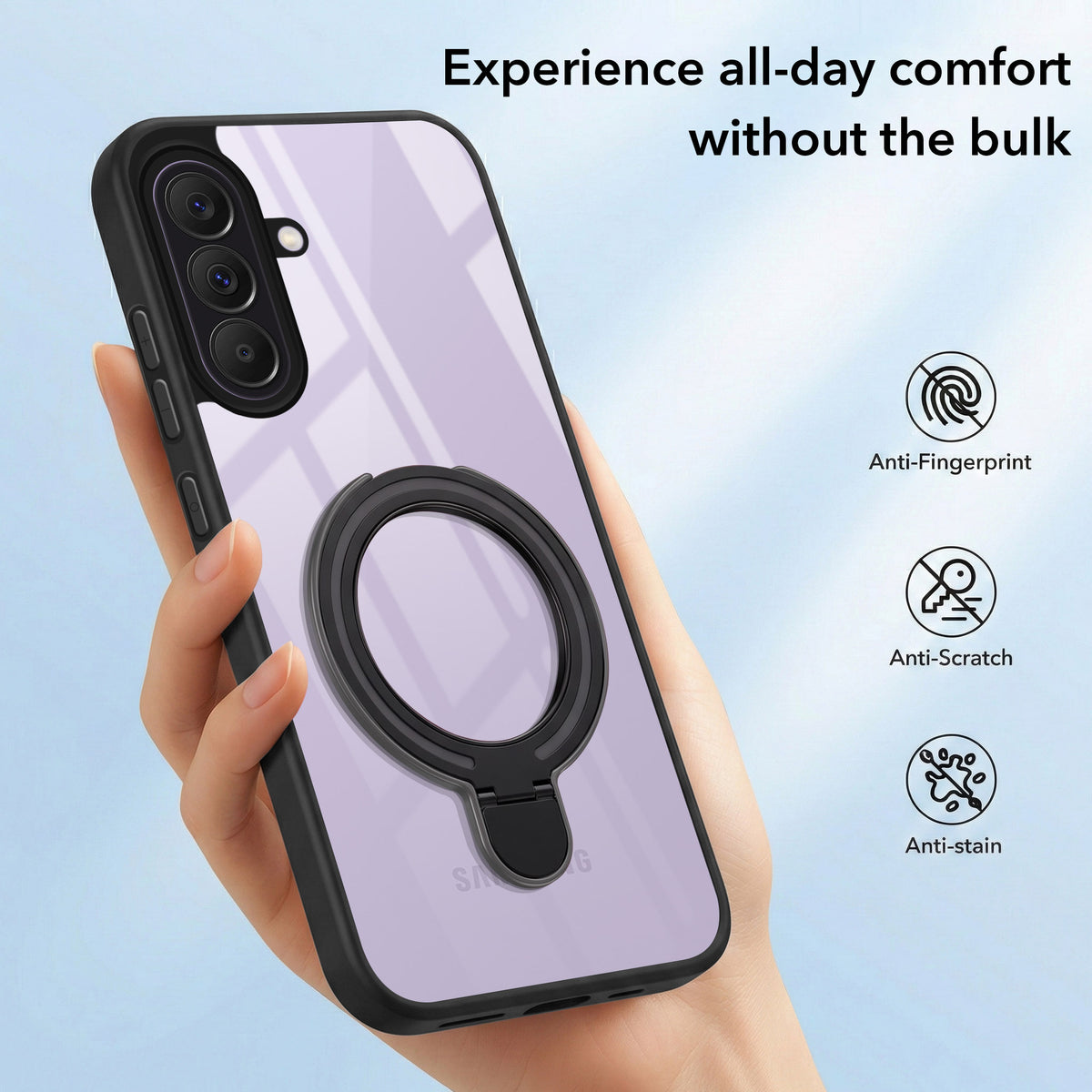 For Samsung Galaxy A37 5G Back Cover Case (Kick Stand Ring Holder | Life time Anti Yellow | Camera Protection)