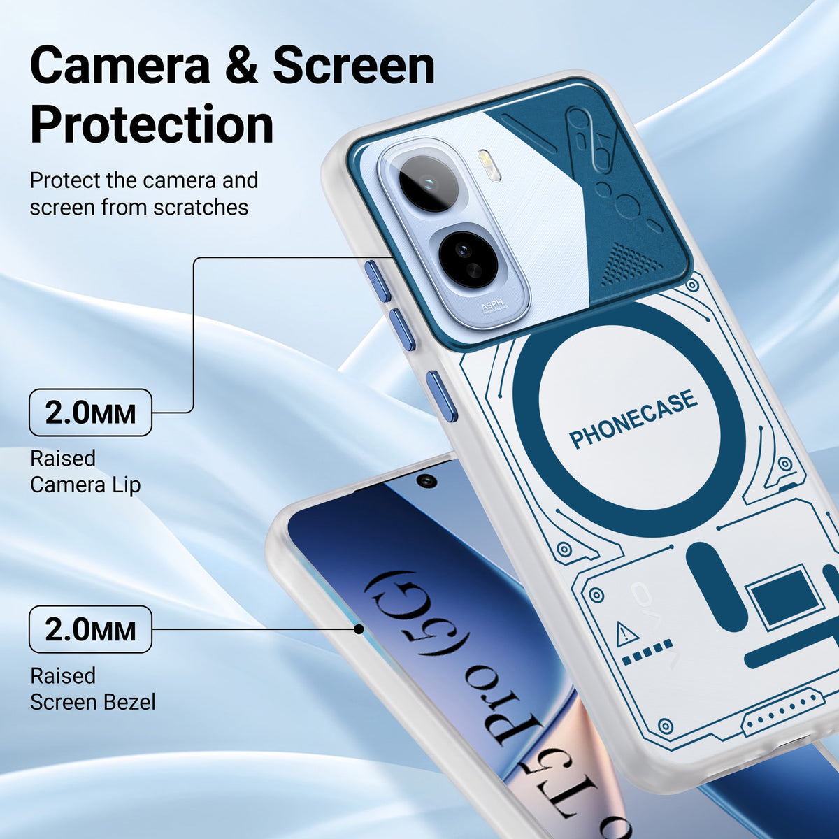 For Vivo T5 Pro 5G Metallic Back Cover Case (Metallic Camera Protection & Buttons | Translucent Milky Shade | Hard Polycarbonate)