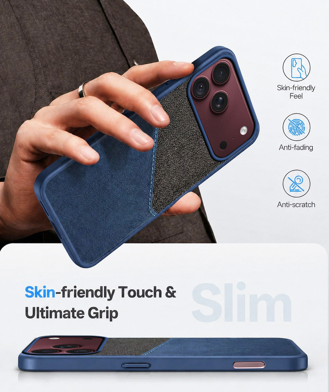 For Apple iPhone 18 Pro Max Back Cover Case (Dual PU Leather Stitch | Professional Minimalist | Soft and Flexible)
