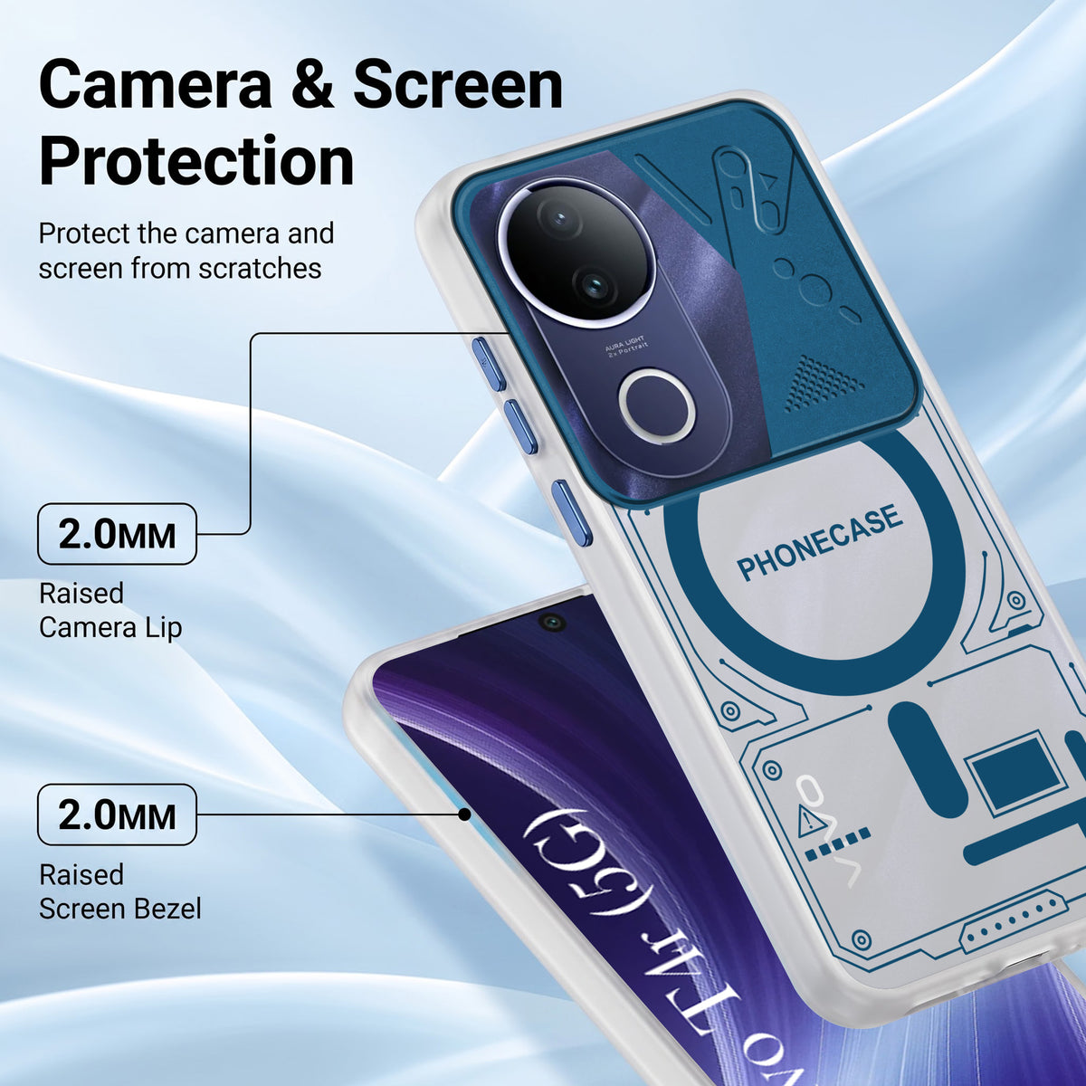 For Vivo T4R Metallic Back Cover Case (Metallic Camera Protection & Buttons | Translucent Milky Shade | Hard Polycarbonate)