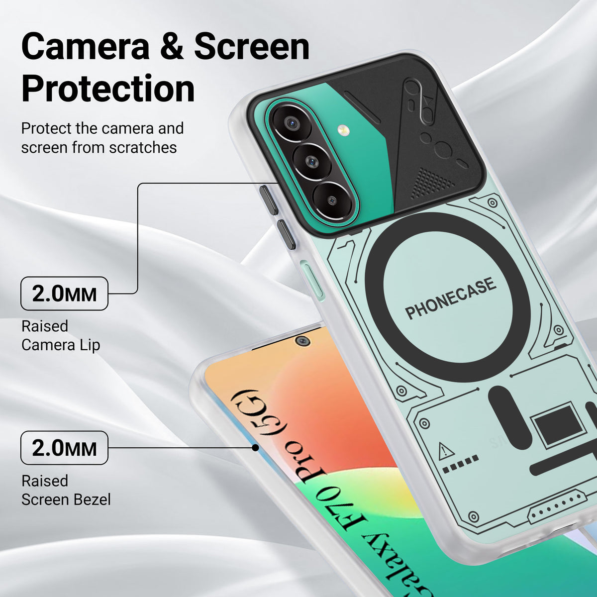 For Samsung Galaxy F70 Pro 5G Metallic Back Cover Case (Metallic Camera Protection & Buttons | Translucent Milky Shade | Hard Polycarbonate)