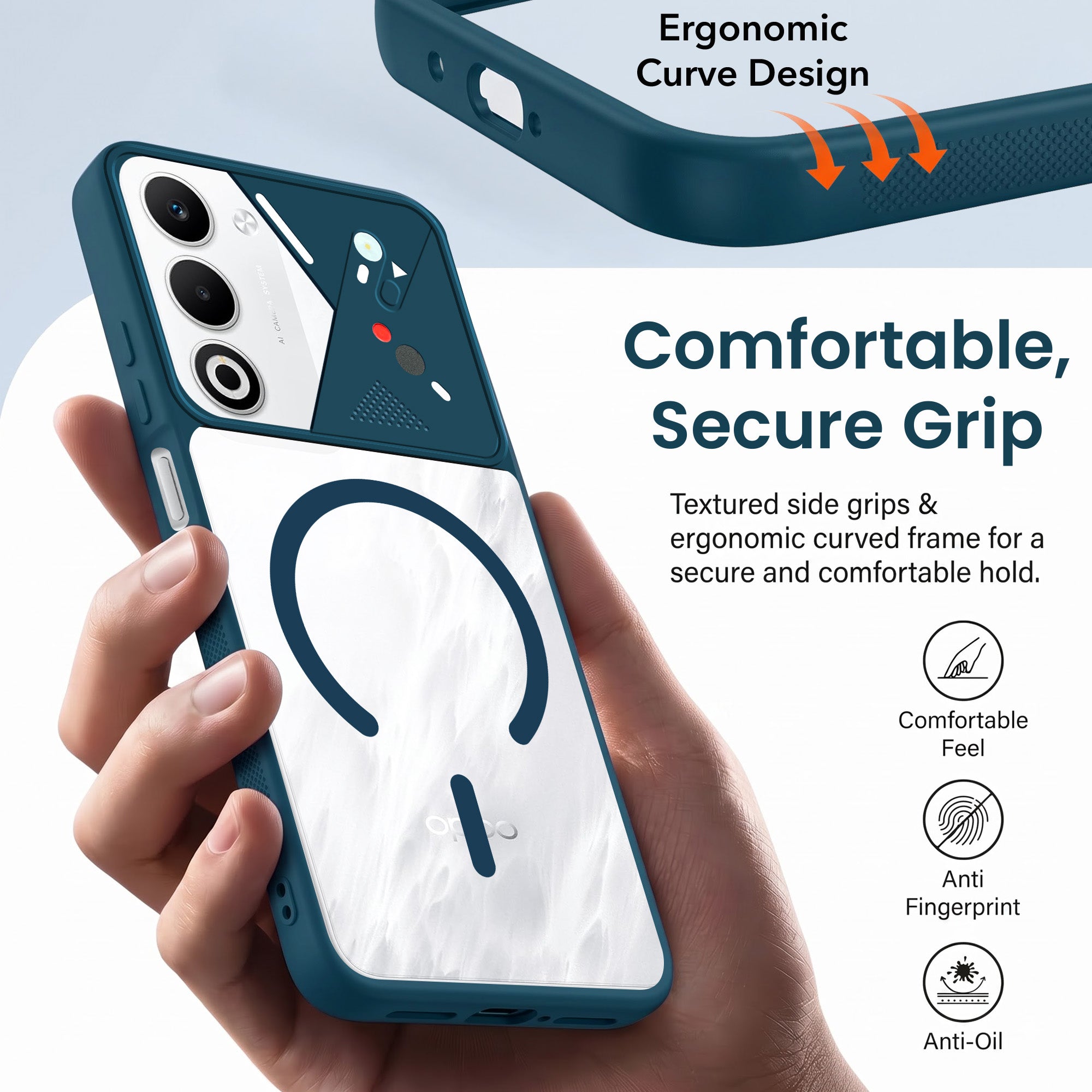 For Oppo A5 5G Back Cover Case Lifetime Anti-Yellow Clear (Camera Protection | Side Grip | Wireless MagSafe Compatible)