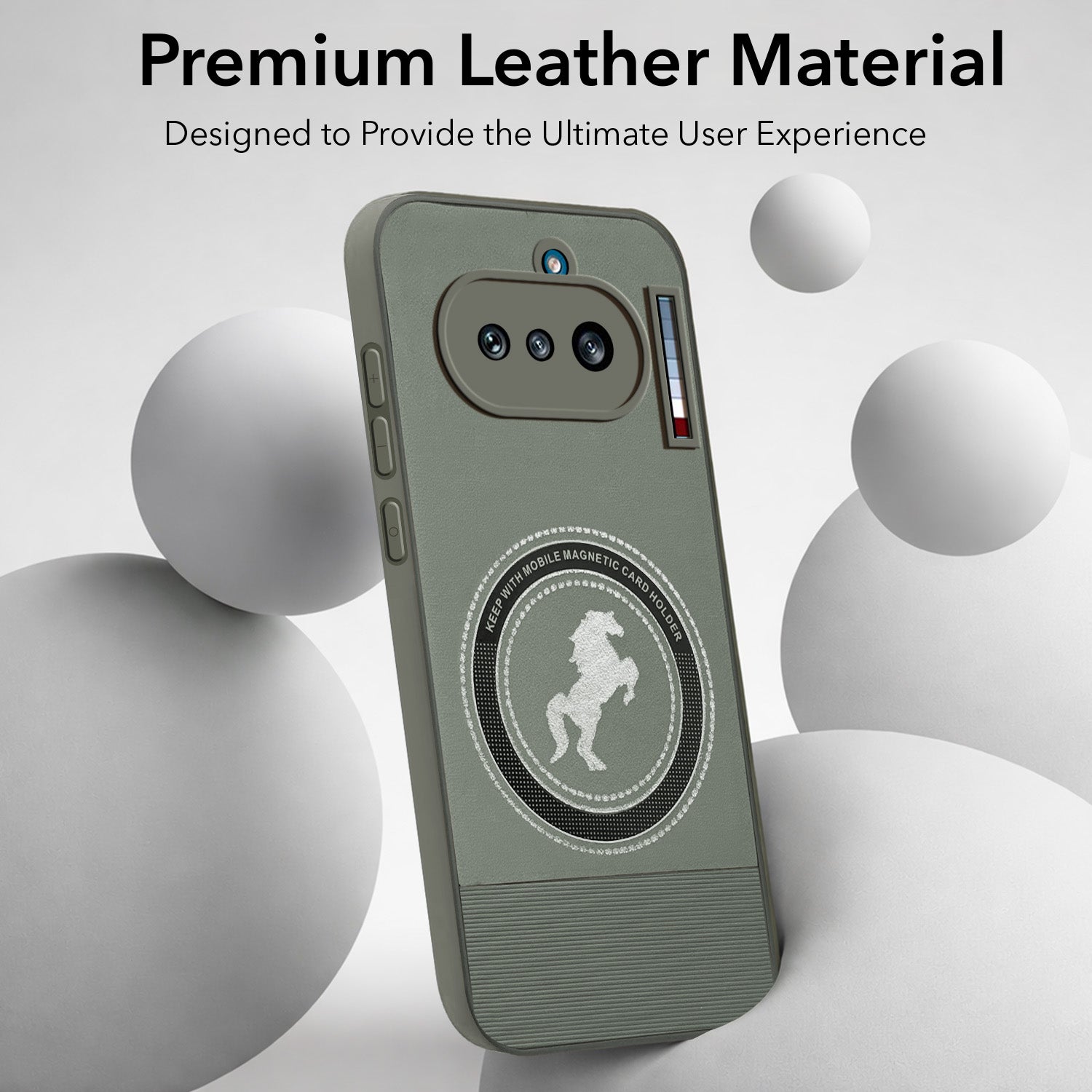 For Nothing Phone 4A 5G Back Cover Case PU Leather Finish (Professional Minimalist Texture | MagSafe Compatile | Camera Protection | Sleek Sober Formal)