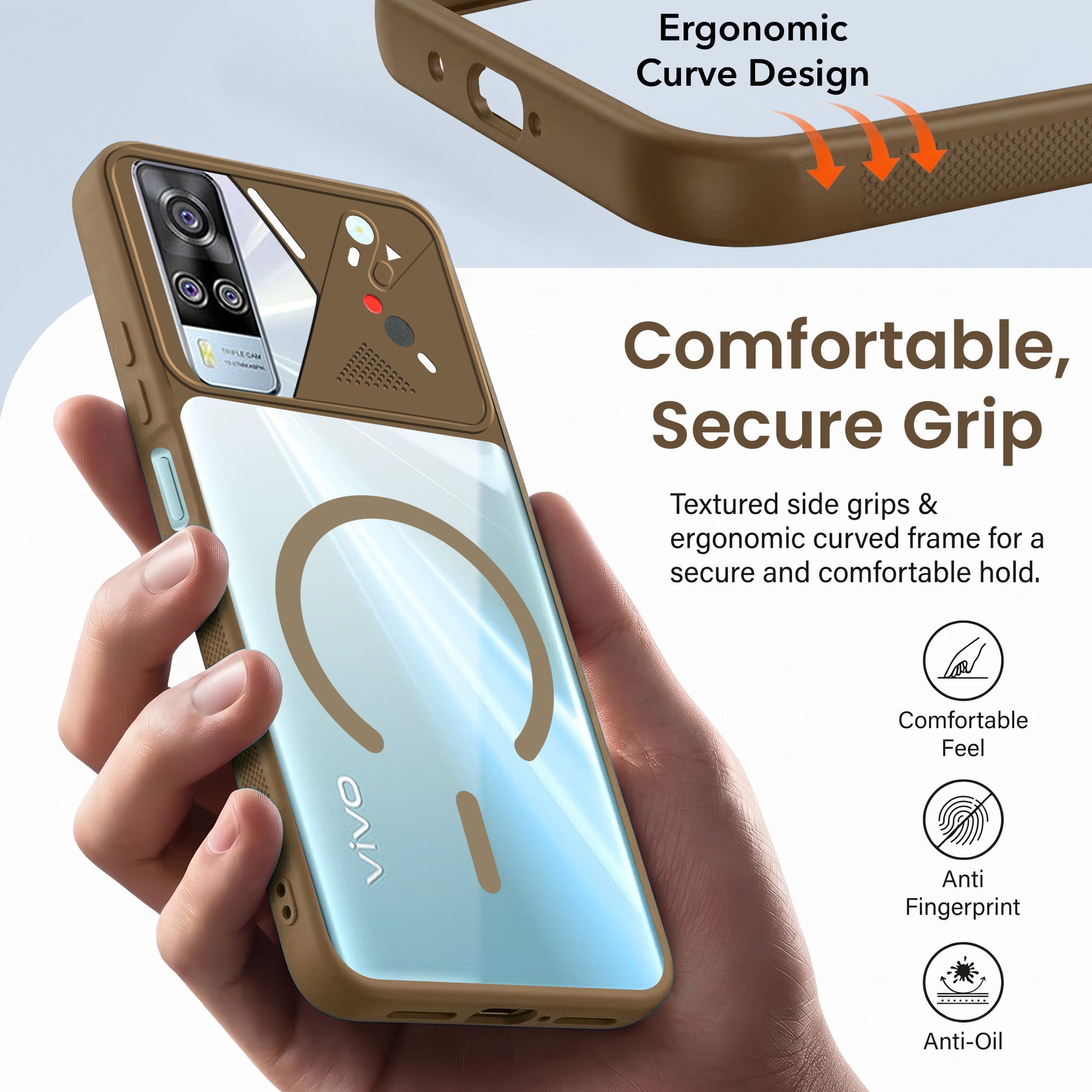 For Vivo Y51 (2020) Back Cover Case Lifetime Anti-Yellow Clear (Camera Protection | Side Grip | Wireless MagSafe Compatible)
