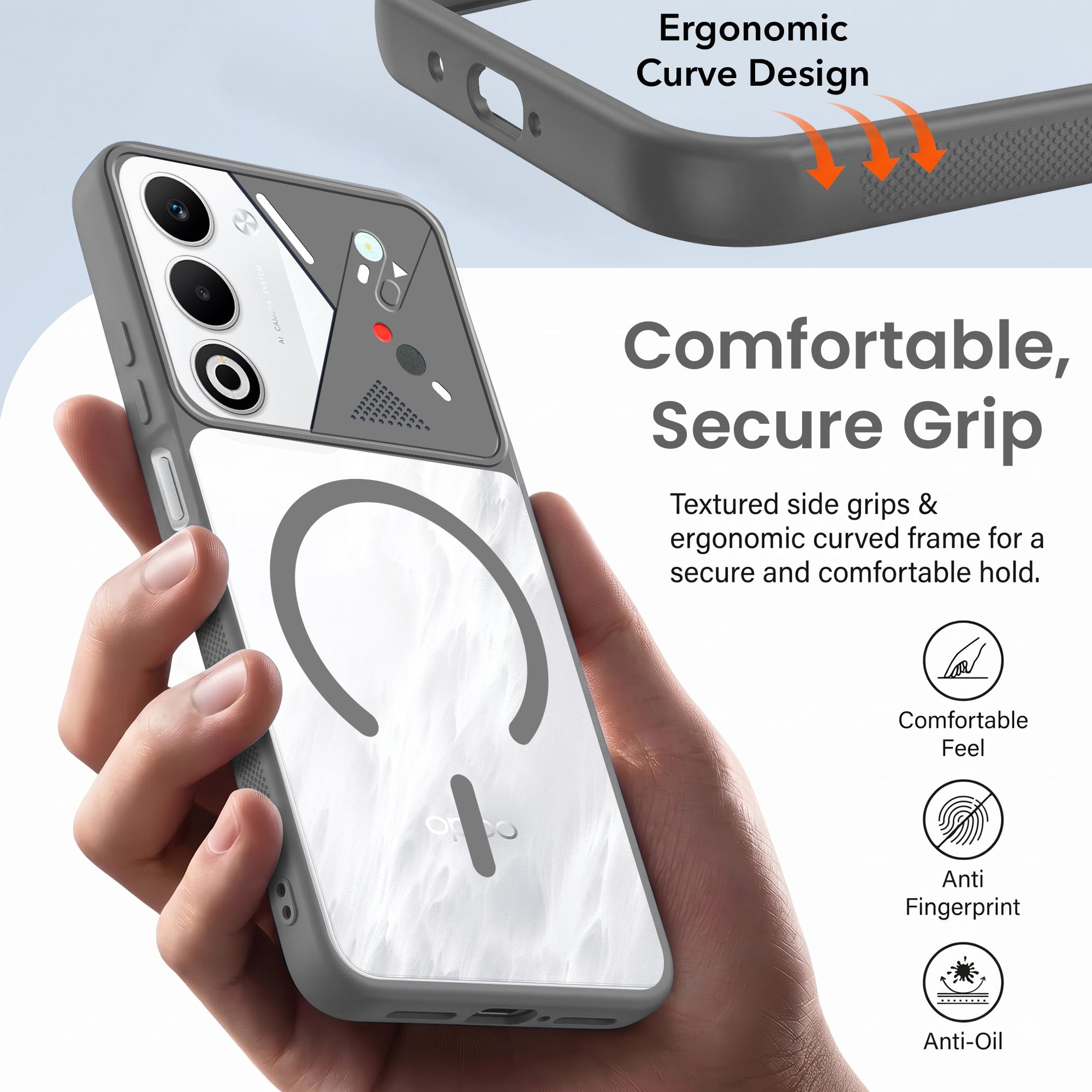 For Oppo A5 5G Back Cover Case Lifetime Anti-Yellow Clear (Camera Protection | Side Grip | Wireless MagSafe Compatible)