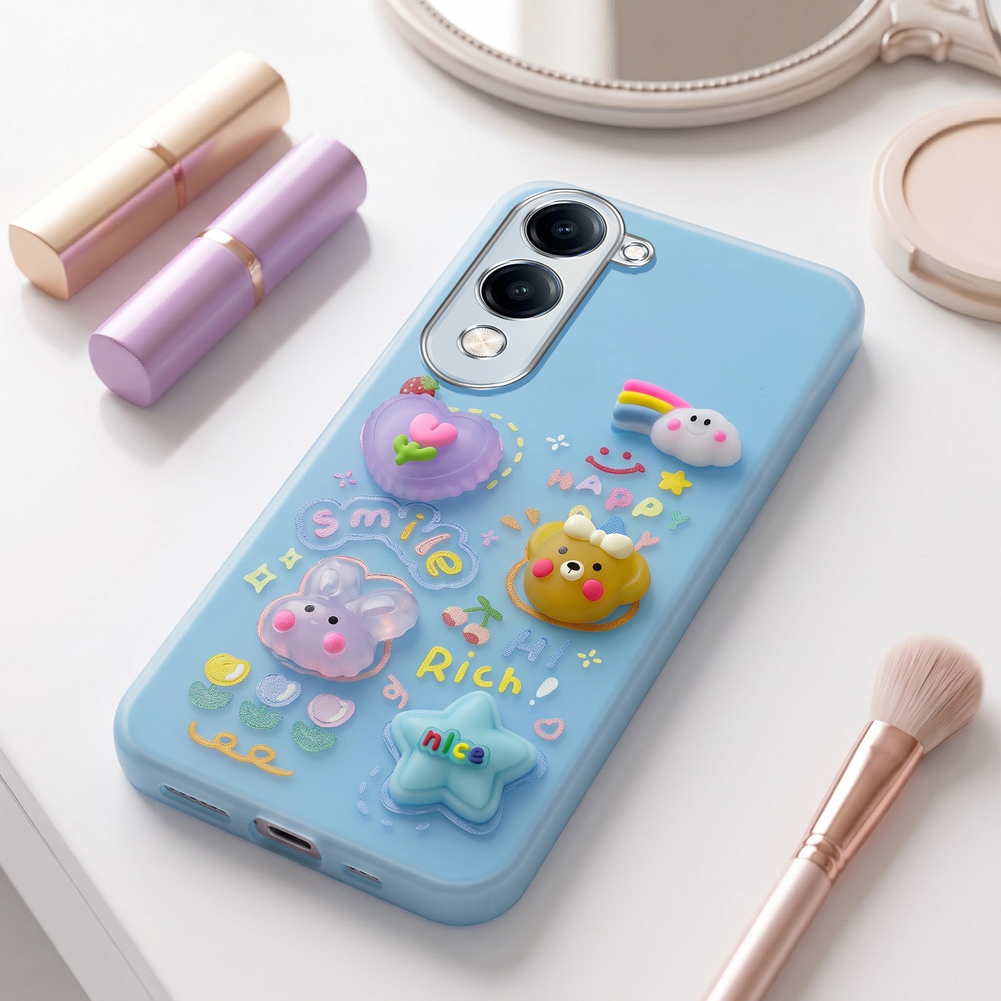 For Vivo Y19 | Vivo Y19e | Vivo T4 Lite Back Cover Case (3D Cute Cartoons | Hard Back Side Soft | Matte Premium Finish | HD Printing)