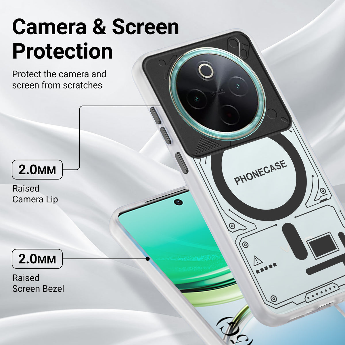 For Vivo T4 Metallic Back Cover Case (Metallic Camera Protection & Buttons | Translucent Milky Shade | Hard Polycarbonate)