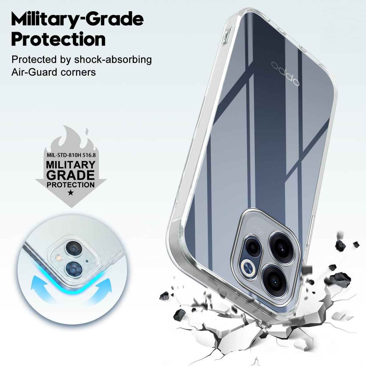 For Oppo Reno 15c Back Cover Case Silicone (Clear Shockproof Case with Camera Protection | Soft and Flexible | Transparent)